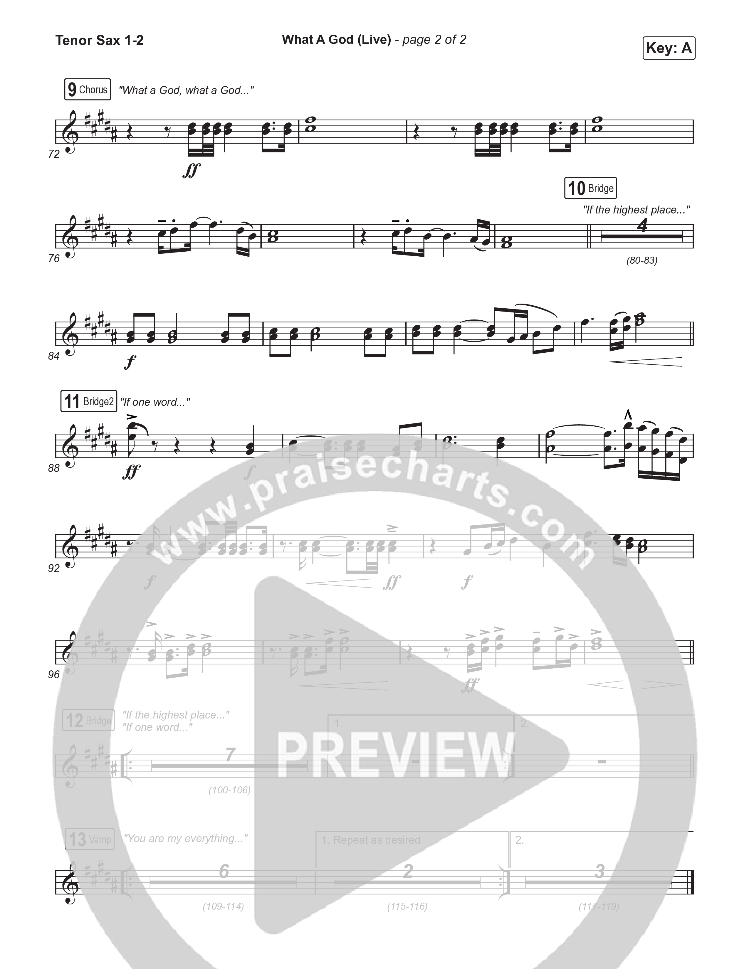 What A God (Choral Anthem SATB) Tenor Sax 1,2 (SEU Worship / One House / Chelsea Plank / Kenzie Walker / Roosevelt Stewart / Arr. Luke Gambill)