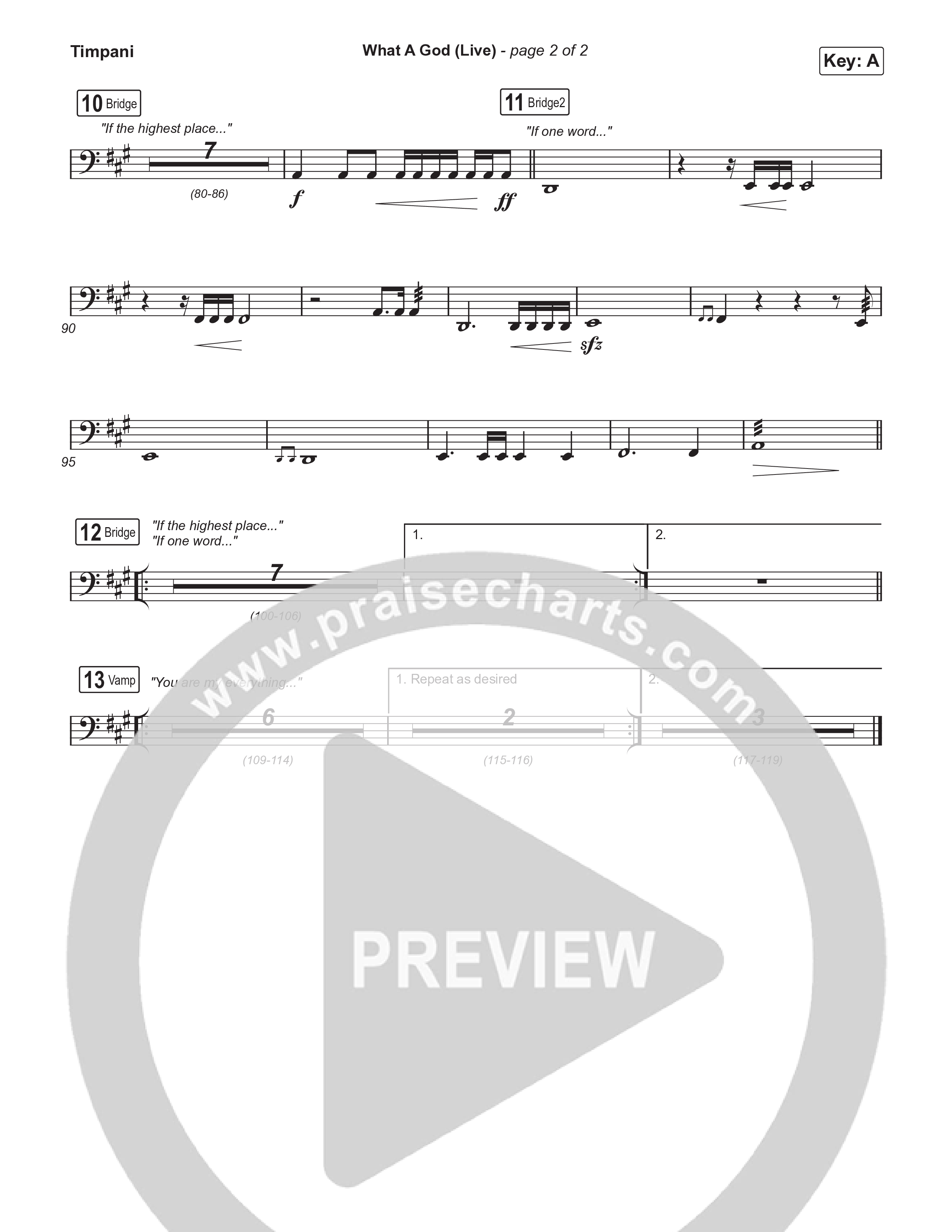 What A God (Choral Anthem SATB) Timpani (SEU Worship / One House / Chelsea Plank / Kenzie Walker / Roosevelt Stewart / Arr. Luke Gambill)