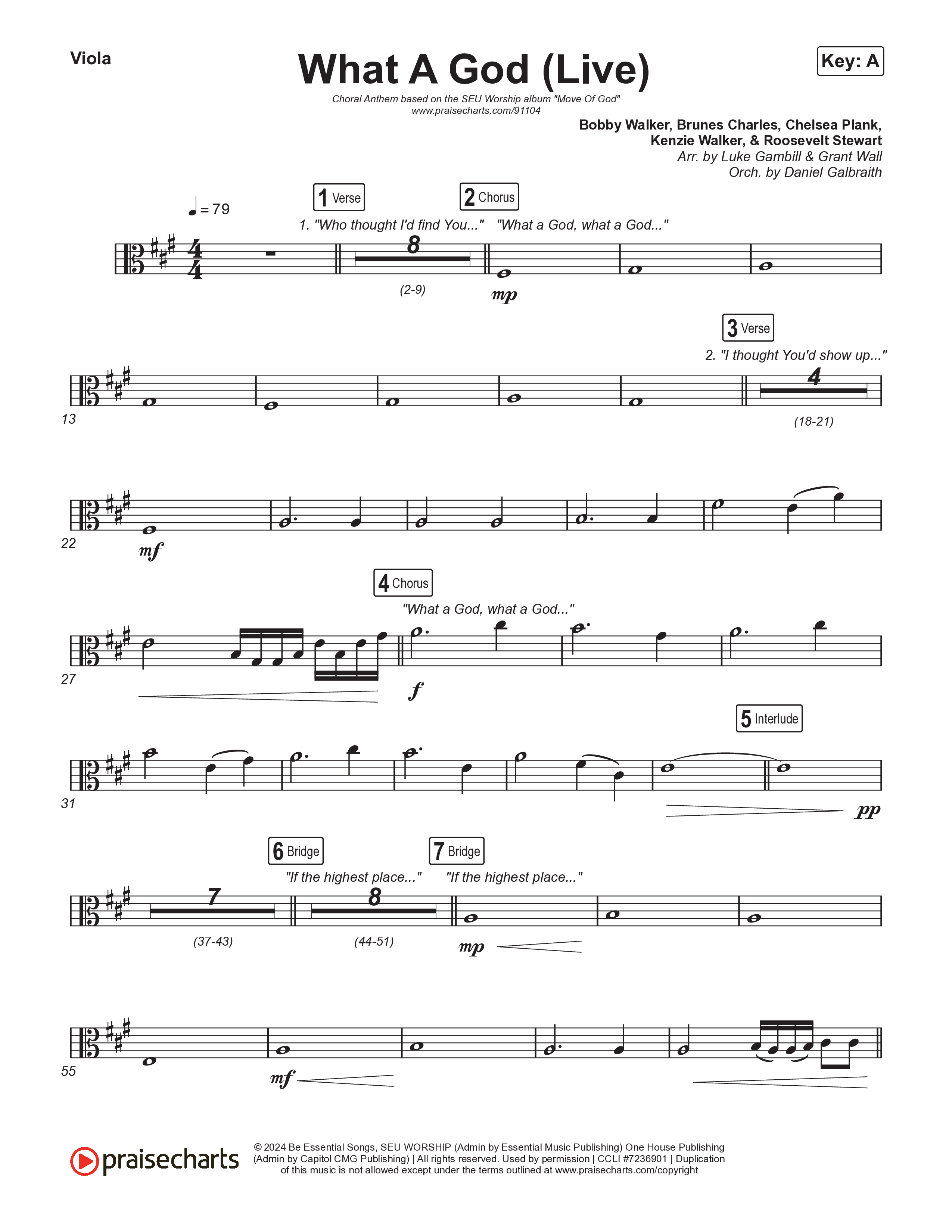 What A God (Choral Anthem SATB) Viola (SEU Worship / One House / Chelsea Plank / Kenzie Walker / Roosevelt Stewart / Arr. Luke Gambill)