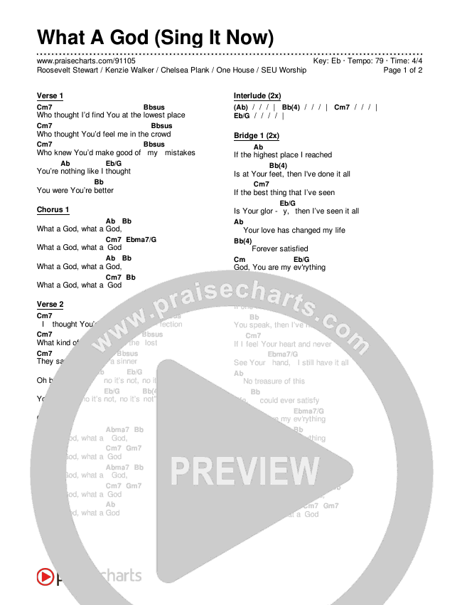 What A God (Sing It Now) Chords & Lyrics (SEU Worship / One House / Chelsea Plank / Kenzie Walker / Roosevelt Stewart / Arr. Luke Gambill)