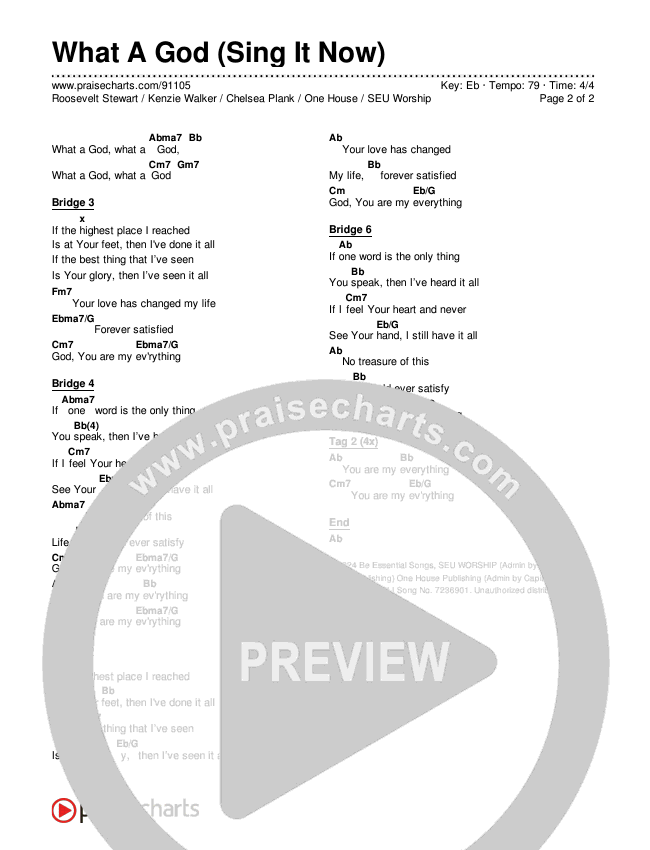 What A God (Sing It Now) Chords & Lyrics (SEU Worship / One House / Chelsea Plank / Kenzie Walker / Roosevelt Stewart / Arr. Luke Gambill)