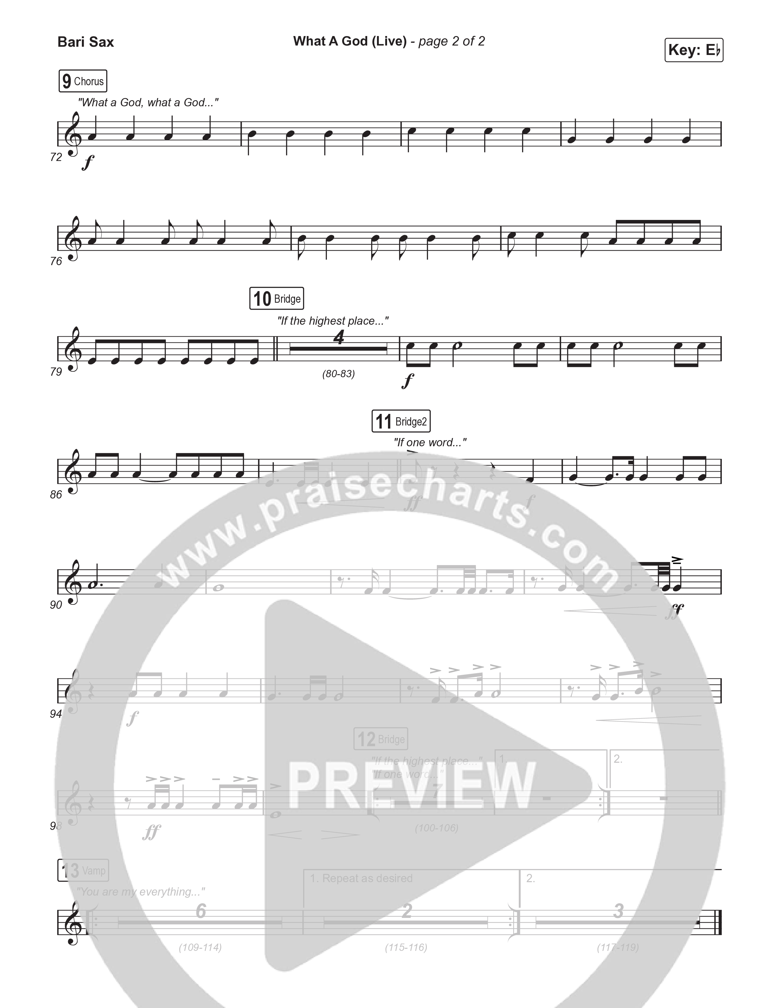 What A God (Sing It Now) Bari Sax (SEU Worship / One House / Chelsea Plank / Kenzie Walker / Roosevelt Stewart / Arr. Luke Gambill)