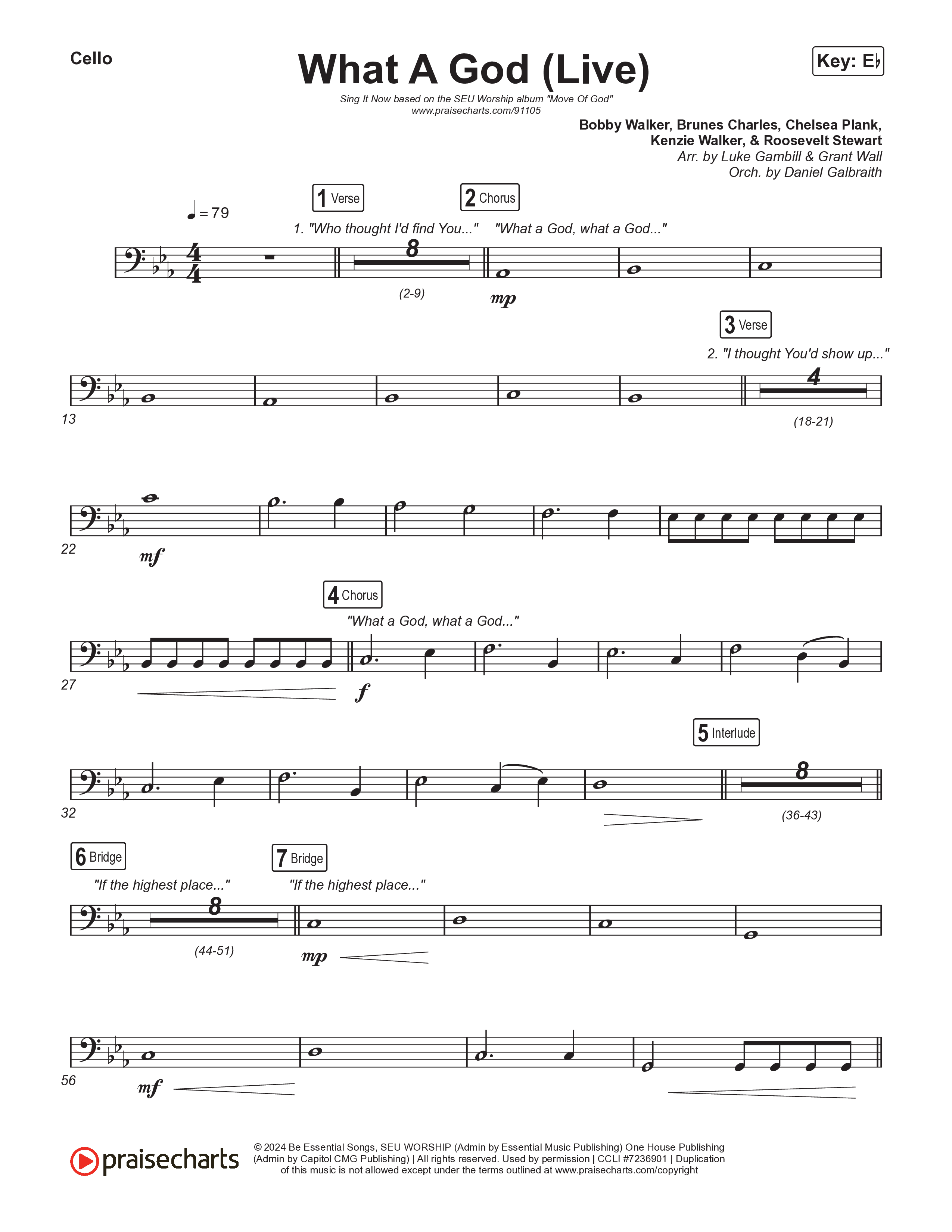 What A God (Sing It Now) Cello (SEU Worship / One House / Chelsea Plank / Kenzie Walker / Roosevelt Stewart / Arr. Luke Gambill)