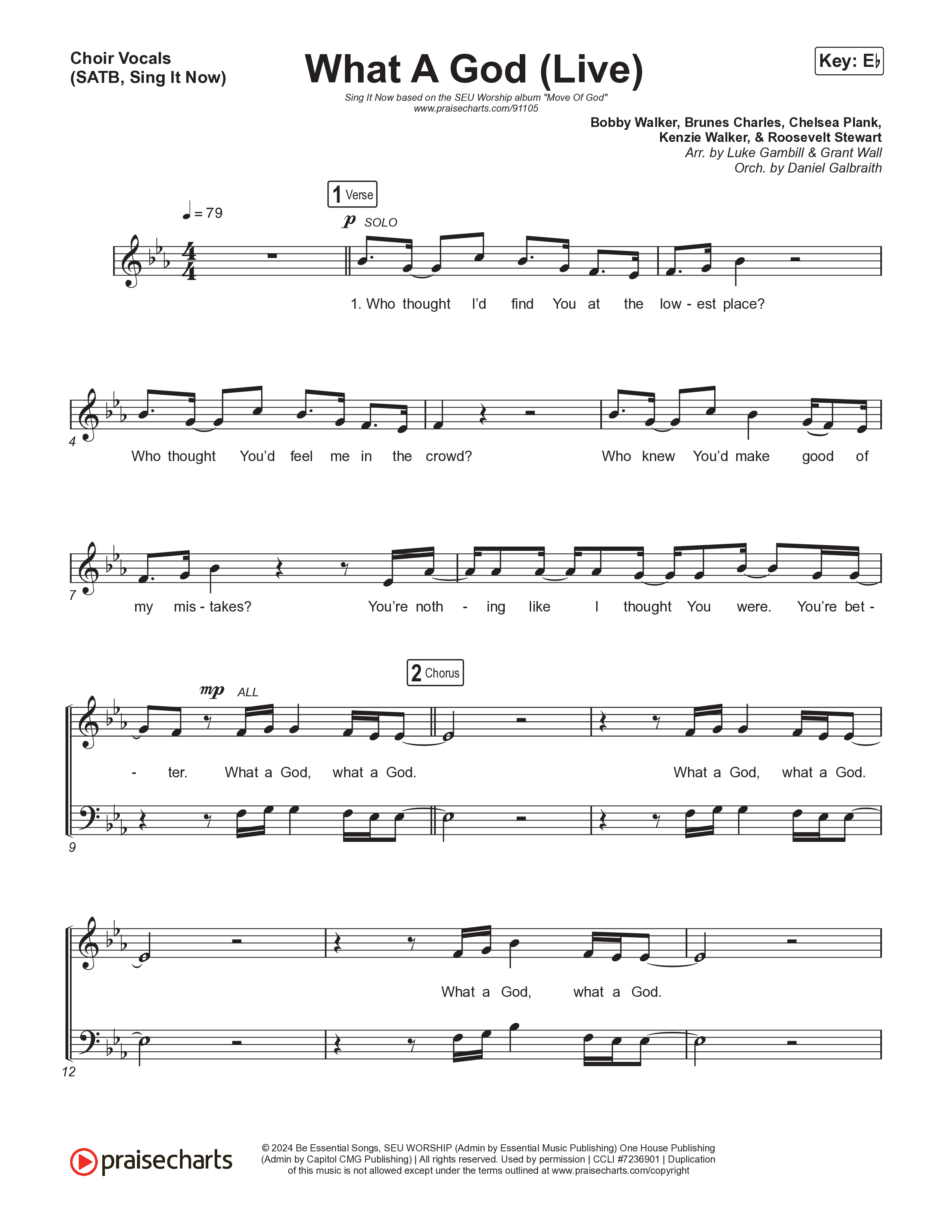 What A God (Sing It Now) Choir Sheet (SATB) (SEU Worship / One House / Chelsea Plank / Kenzie Walker / Roosevelt Stewart / Arr. Luke Gambill)