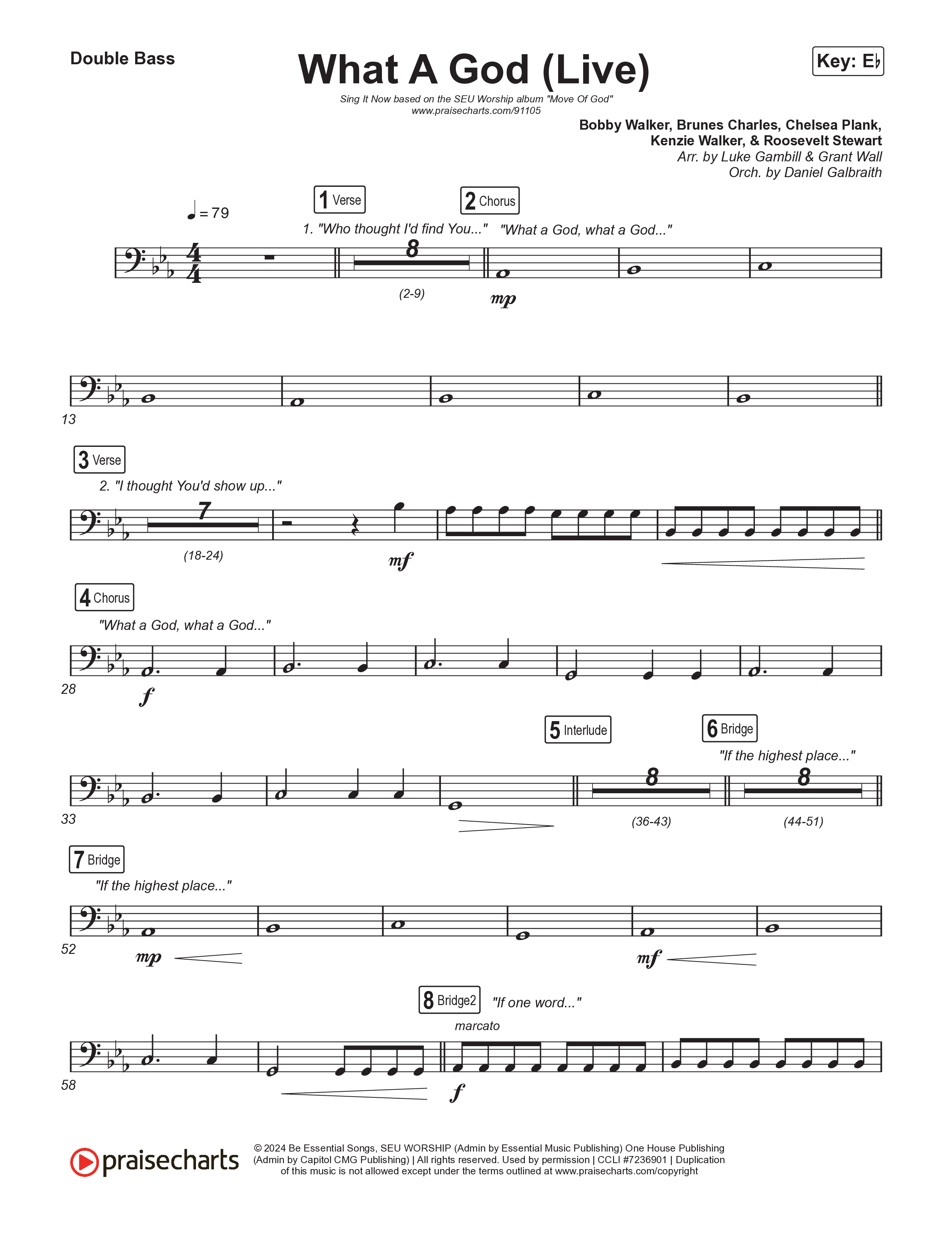 What A God (Sing It Now) Double Bass (SEU Worship / One House / Chelsea Plank / Kenzie Walker / Roosevelt Stewart / Arr. Luke Gambill)