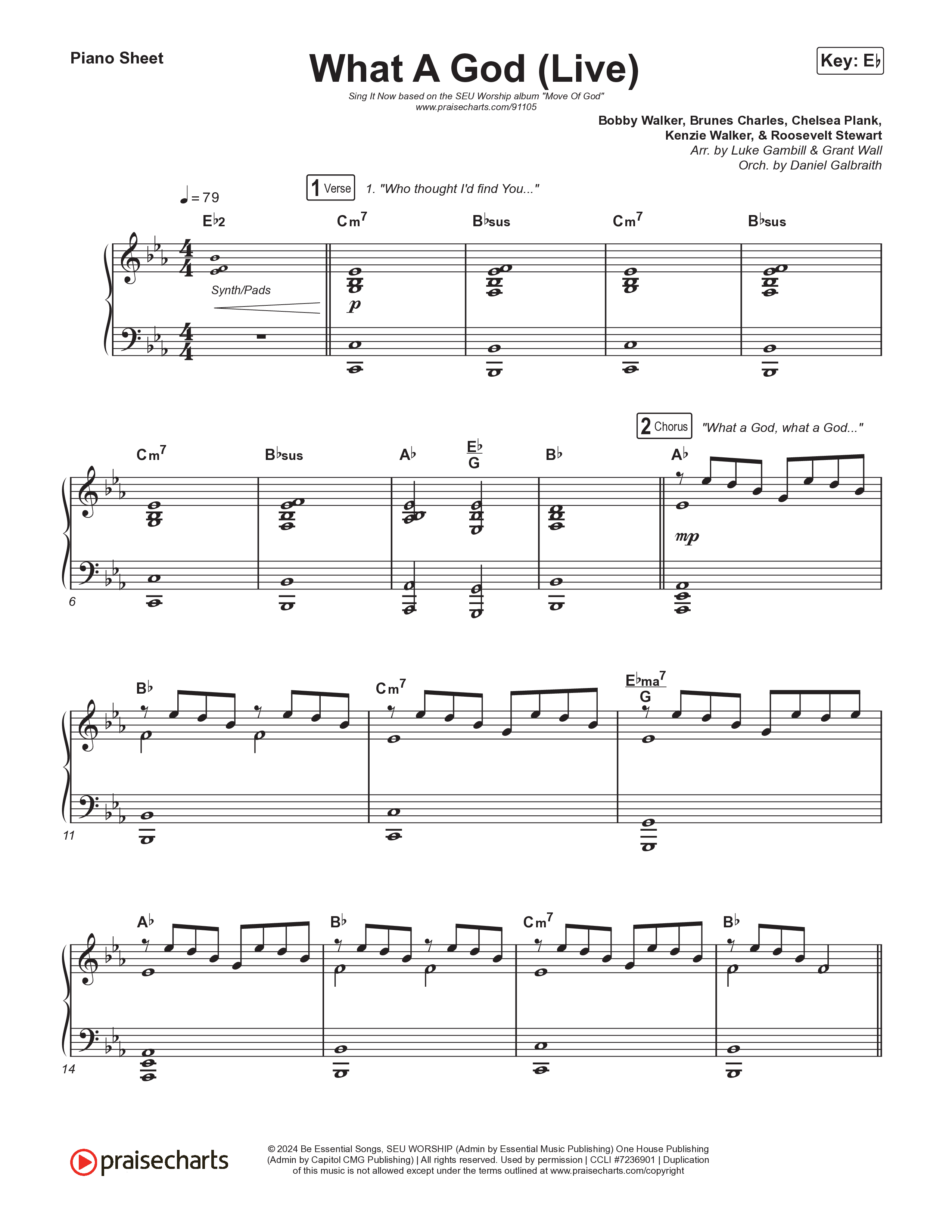 What A God (Sing It Now) Piano Sheet (SEU Worship / One House / Chelsea Plank / Kenzie Walker / Roosevelt Stewart / Arr. Luke Gambill)