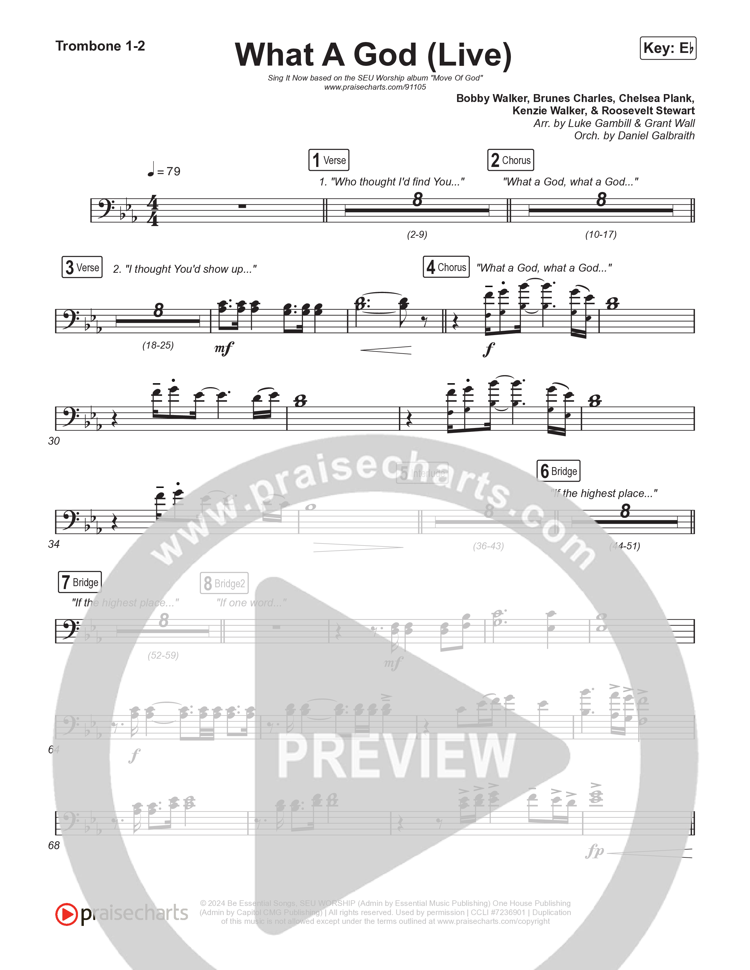 What A God (Sing It Now) Trombone 1/2 (SEU Worship / One House / Chelsea Plank / Kenzie Walker / Roosevelt Stewart / Arr. Luke Gambill)