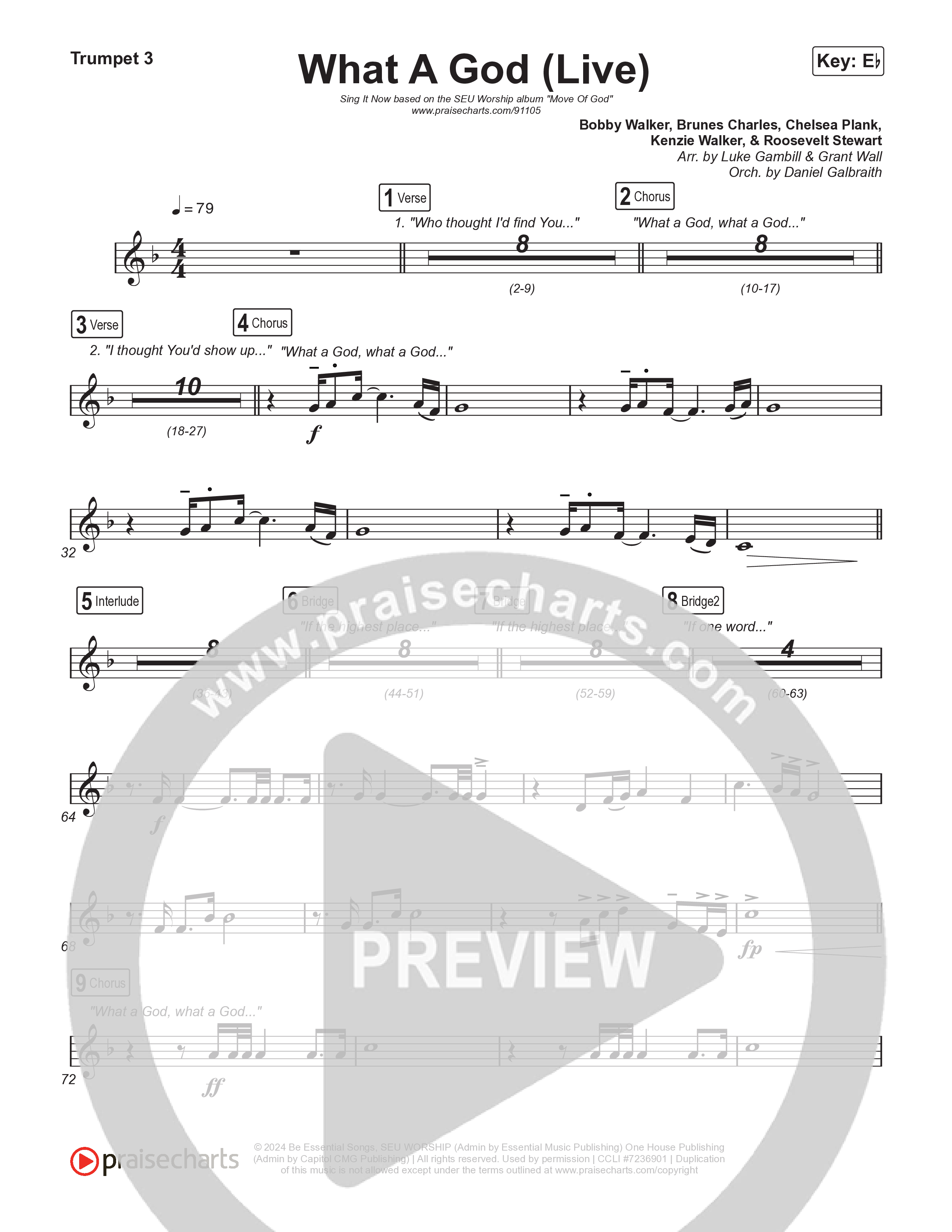 What A God (Sing It Now) Trumpet 3 (SEU Worship / One House / Chelsea Plank / Kenzie Walker / Roosevelt Stewart / Arr. Luke Gambill)