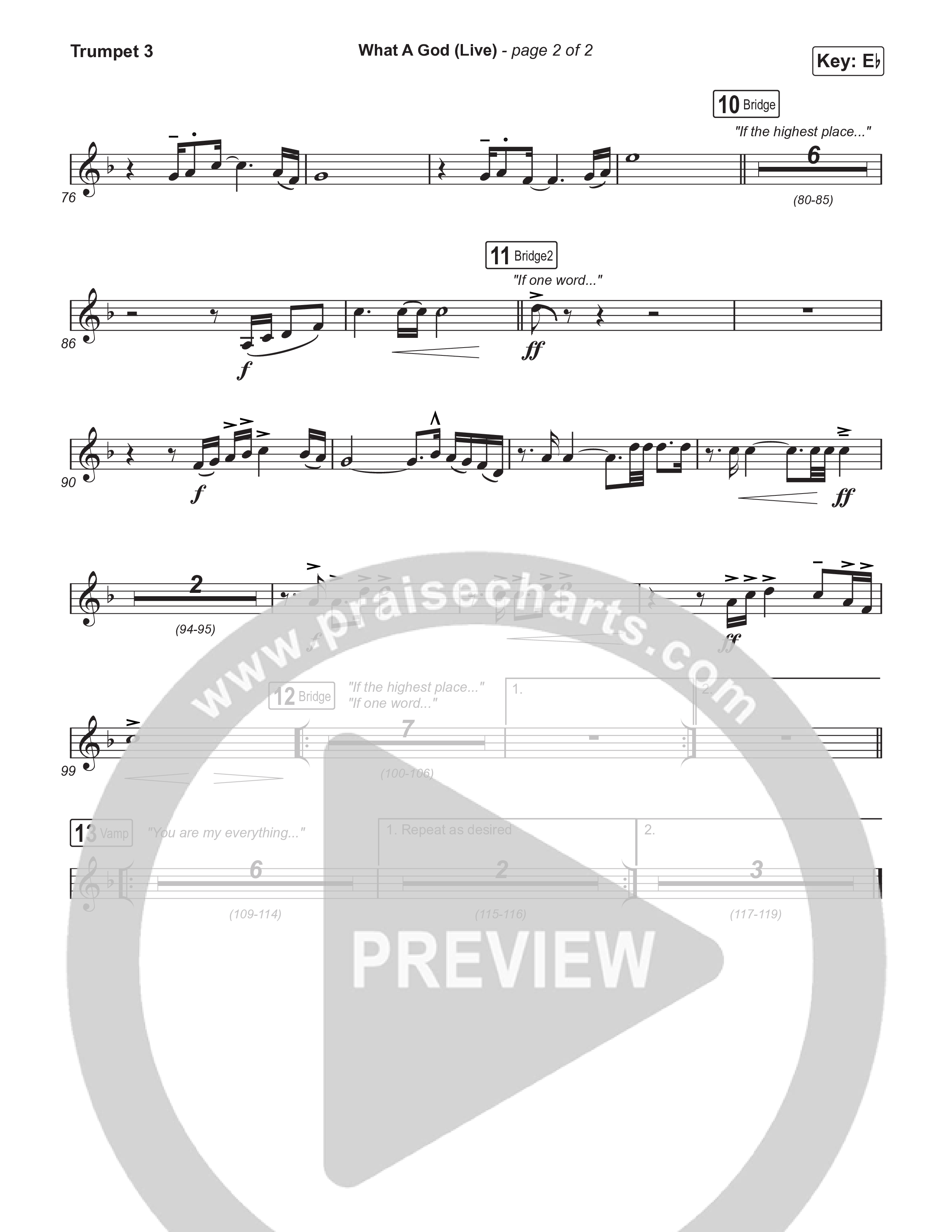 What A God (Sing It Now) Trumpet 3 (SEU Worship / One House / Chelsea Plank / Kenzie Walker / Roosevelt Stewart / Arr. Luke Gambill)
