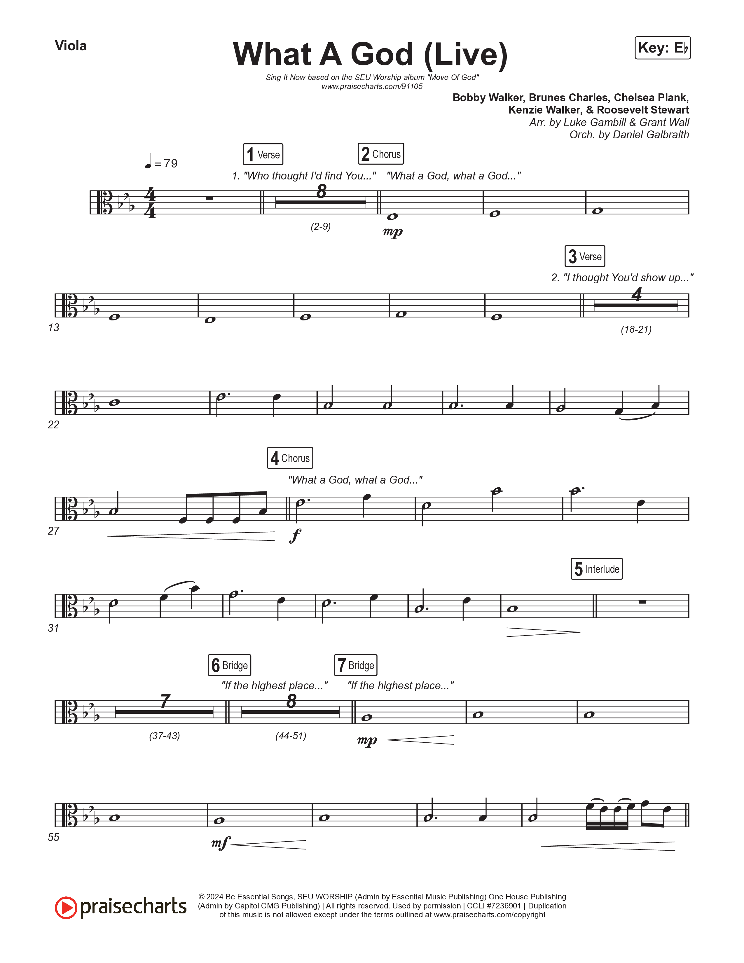 What A God (Sing It Now) Viola (SEU Worship / One House / Chelsea Plank / Kenzie Walker / Roosevelt Stewart / Arr. Luke Gambill)