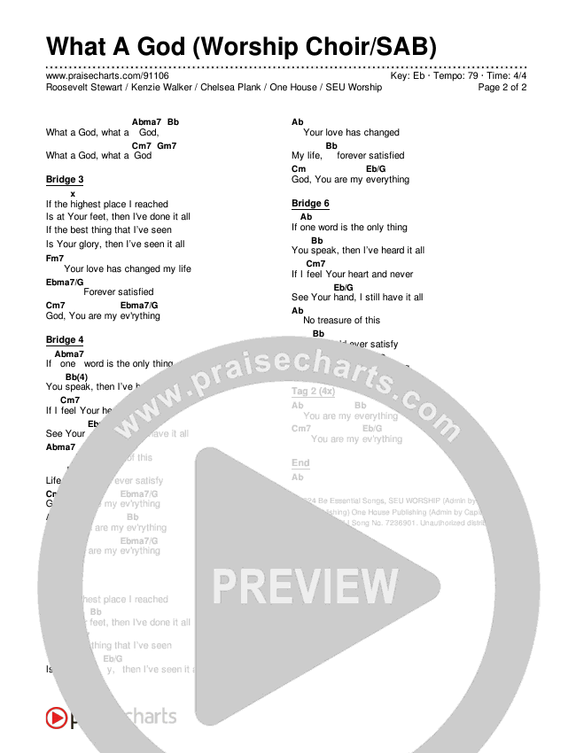 What A God (Worship Choir/SAB) Chords & Lyrics (SEU Worship / One House / Chelsea Plank / Kenzie Walker / Roosevelt Stewart / Arr. Luke Gambill)