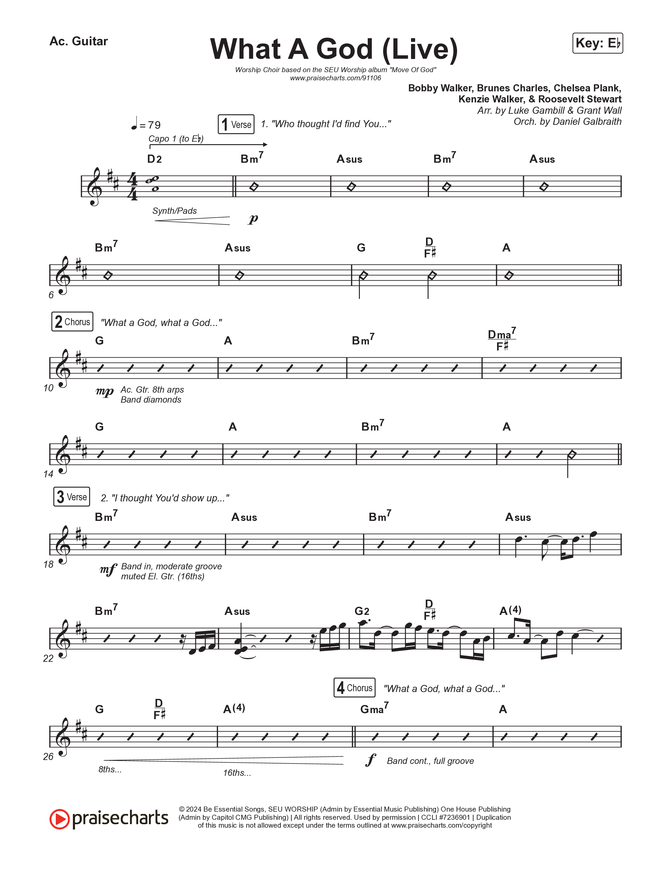 What A God (Worship Choir/SAB) Acoustic Guitar (SEU Worship / One House / Chelsea Plank / Kenzie Walker / Roosevelt Stewart / Arr. Luke Gambill)
