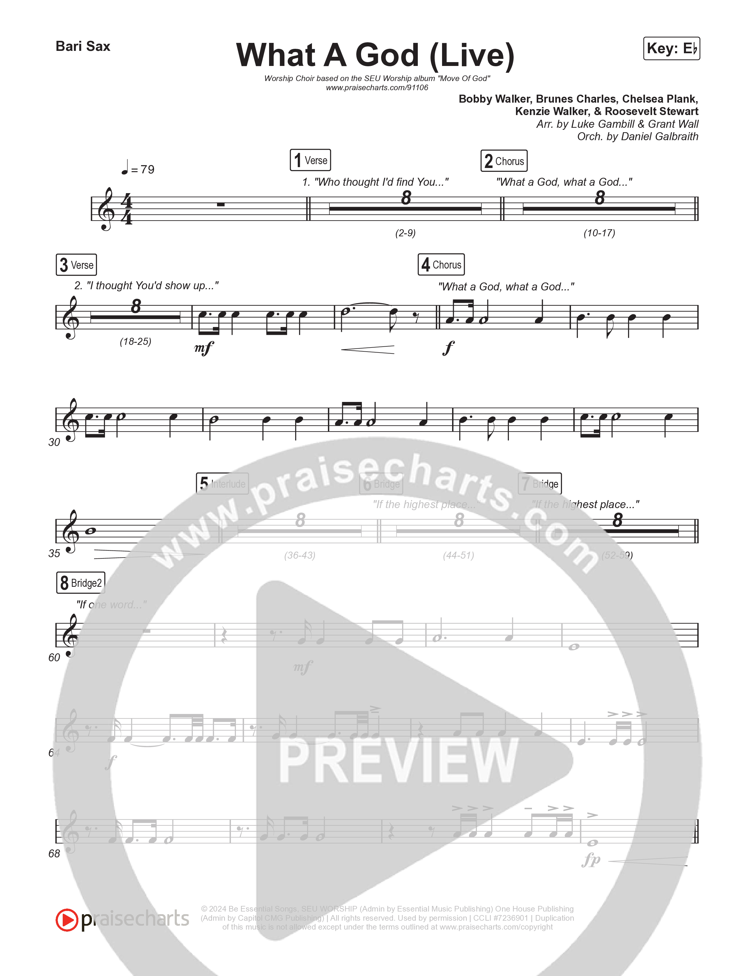 What A God (Worship Choir/SAB) Bari Sax (SEU Worship / One House / Chelsea Plank / Kenzie Walker / Roosevelt Stewart / Arr. Luke Gambill)