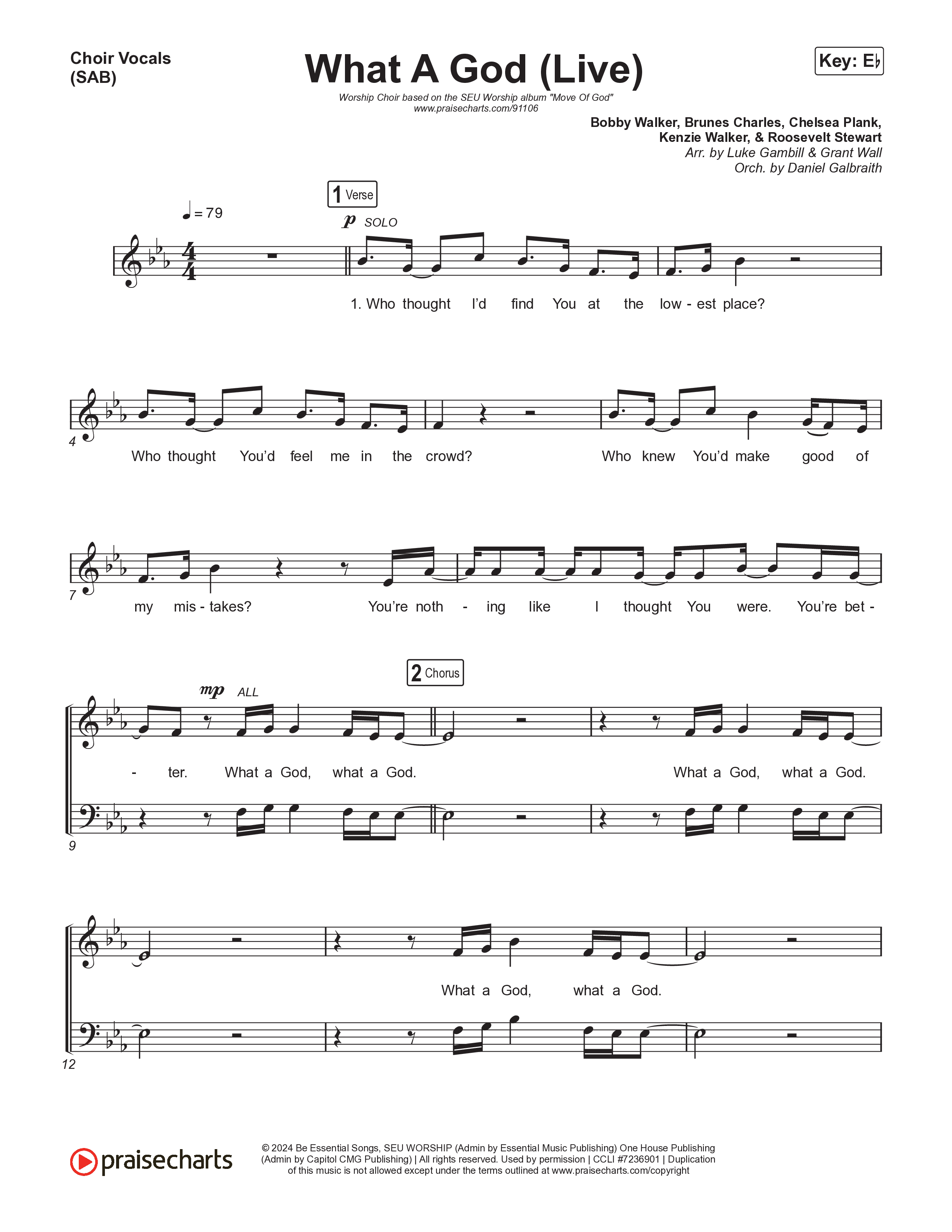 What A God (Worship Choir/SAB) Choir Sheet (SAB) (SEU Worship / One House / Chelsea Plank / Kenzie Walker / Roosevelt Stewart / Arr. Luke Gambill)