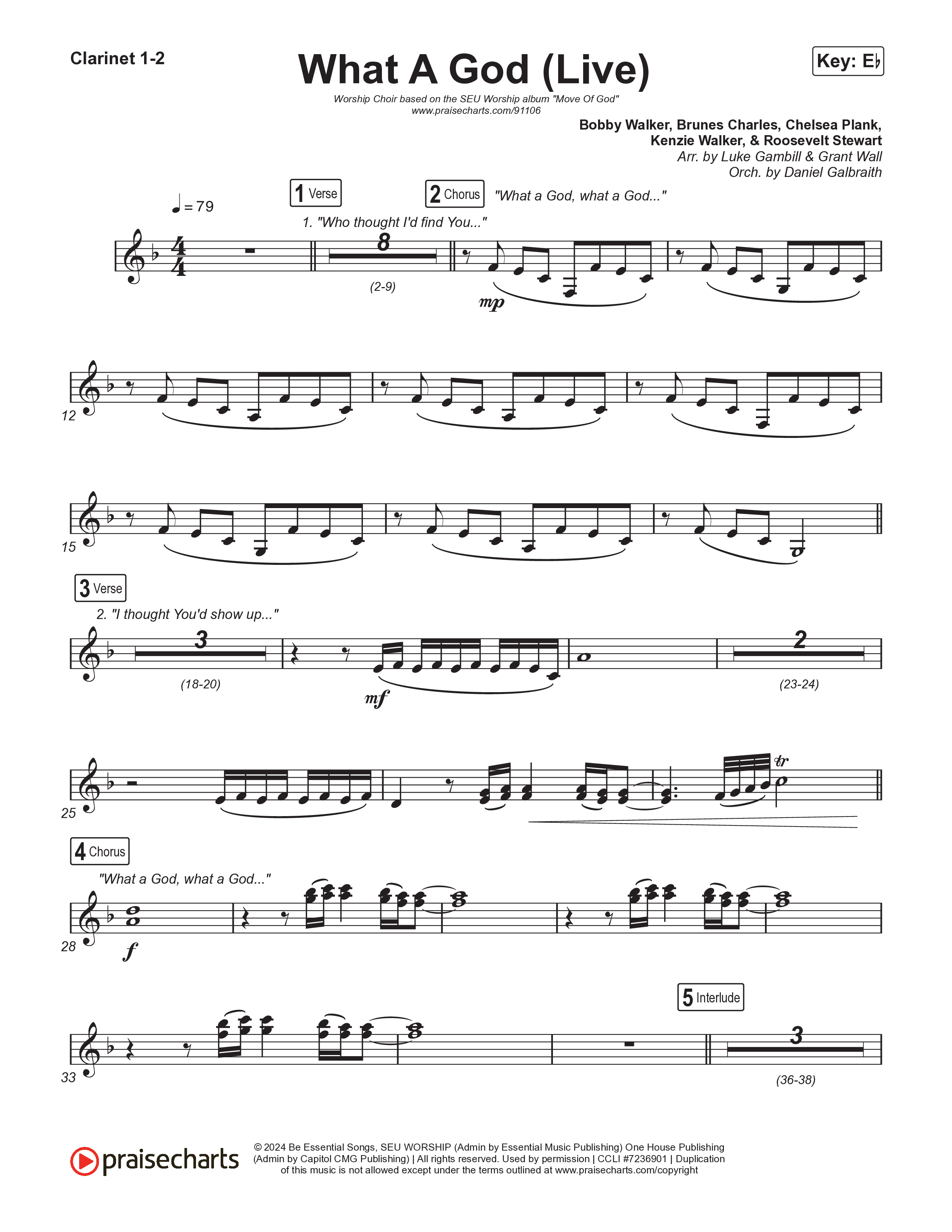 What A God (Worship Choir/SAB) Clarinet 1/2 (SEU Worship / One House / Chelsea Plank / Kenzie Walker / Roosevelt Stewart / Arr. Luke Gambill)
