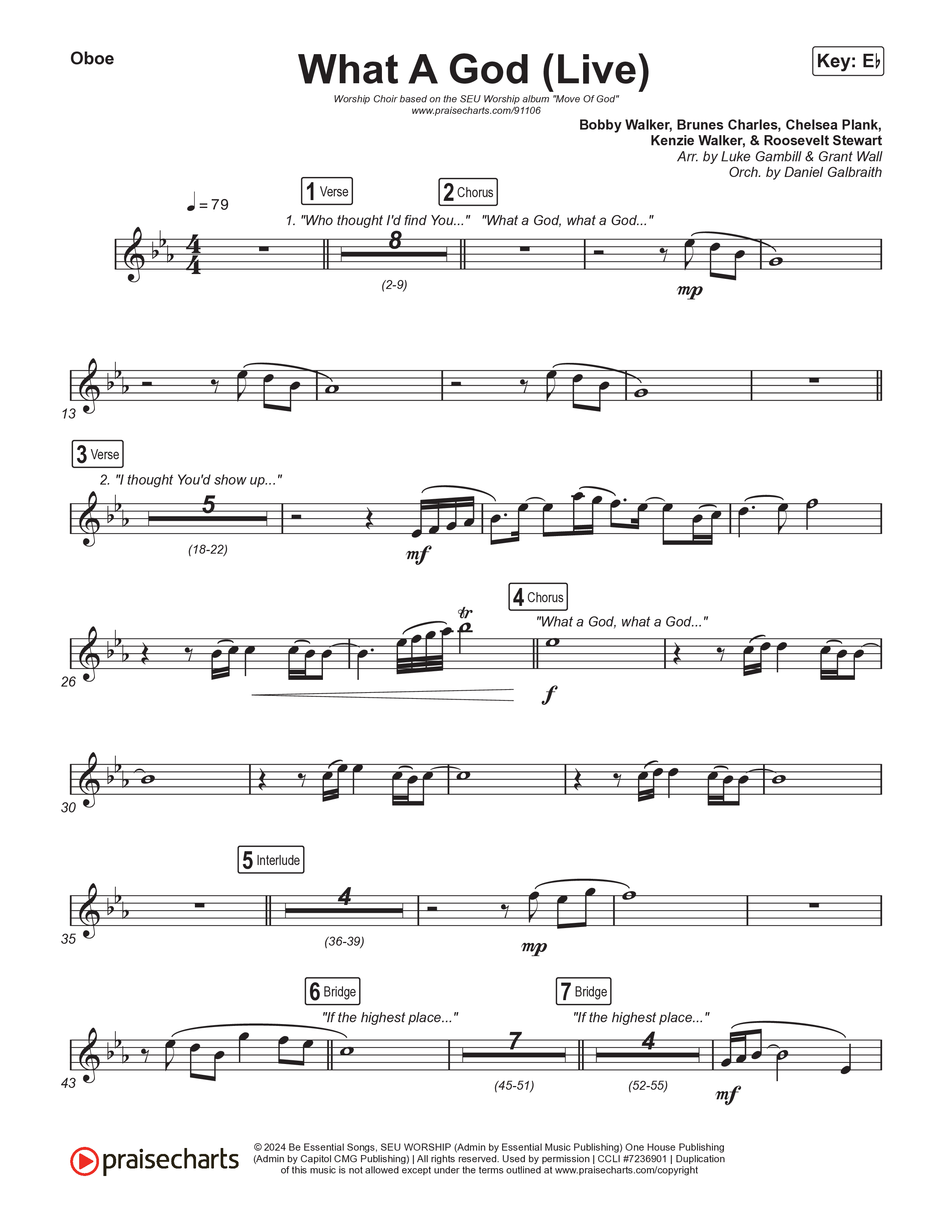 What A God (Worship Choir/SAB) Oboe (SEU Worship / One House / Chelsea Plank / Kenzie Walker / Roosevelt Stewart / Arr. Luke Gambill)