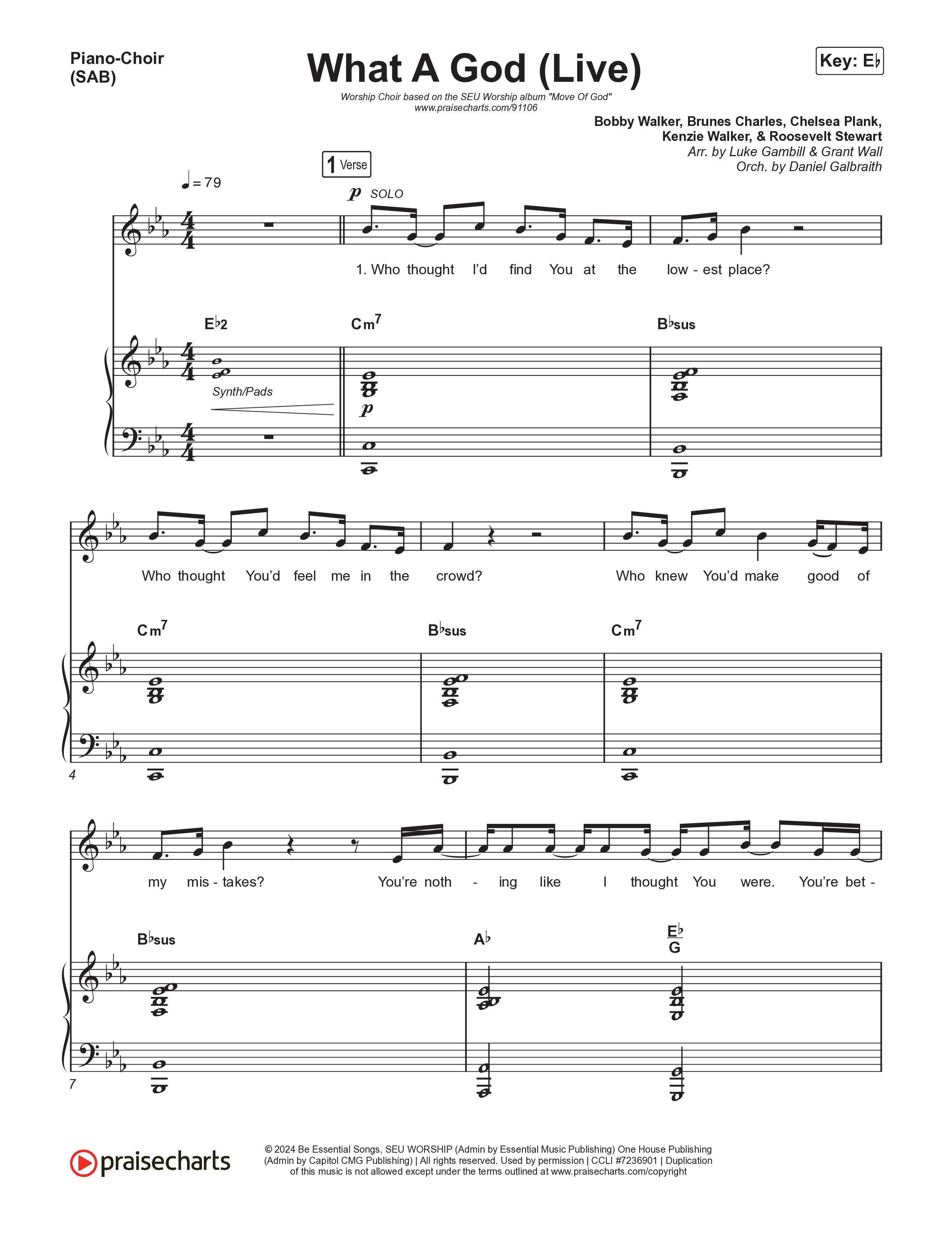 What A God (Worship Choir/SAB) Piano/Choir (SAB) (SEU Worship / One House / Chelsea Plank / Kenzie Walker / Roosevelt Stewart / Arr. Luke Gambill)