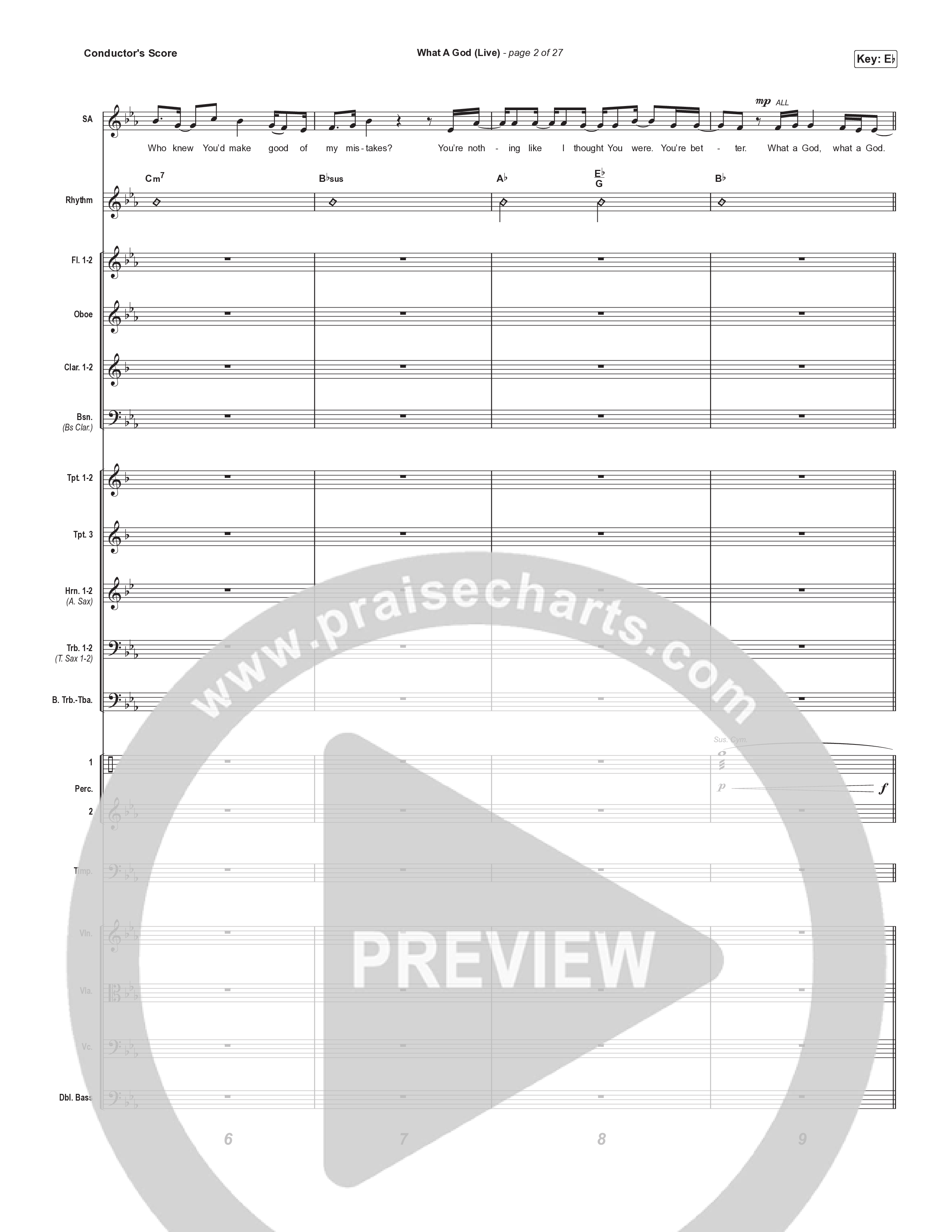 What A God (Unison/2-Part) Conductor's Score (SEU Worship / One House / Chelsea Plank / Kenzie Walker / Roosevelt Stewart / Arr. Luke Gambill)