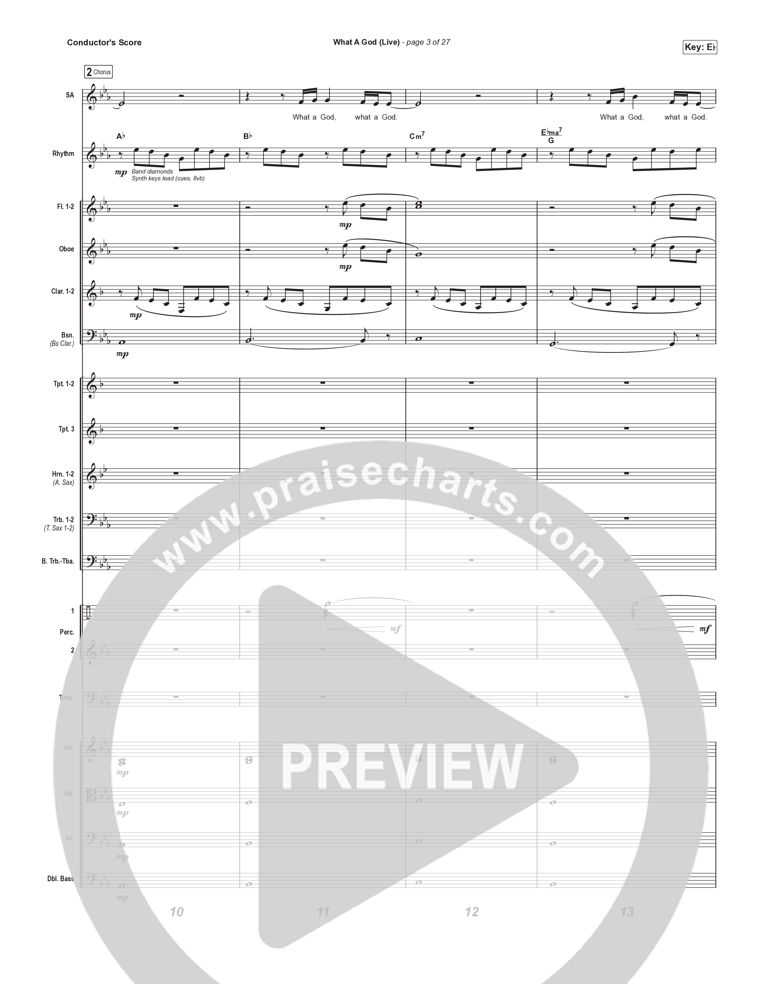 What A God (Unison/2-Part) Conductor's Score (SEU Worship / One House / Chelsea Plank / Kenzie Walker / Roosevelt Stewart / Arr. Luke Gambill)