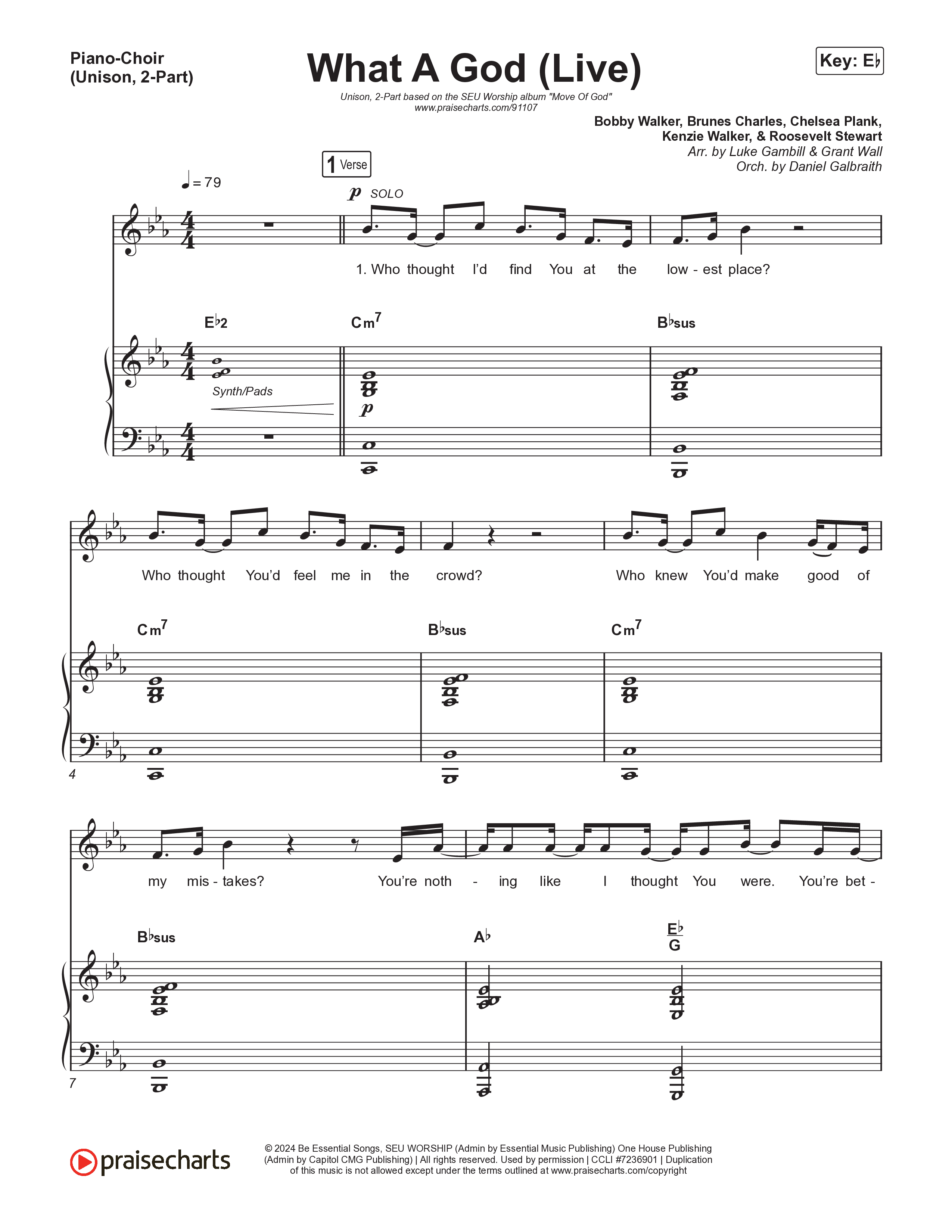 What A God (Unison/2-Part) Piano/Choir (Uni/2-Part) (SEU Worship / One House / Chelsea Plank / Kenzie Walker / Roosevelt Stewart / Arr. Luke Gambill)