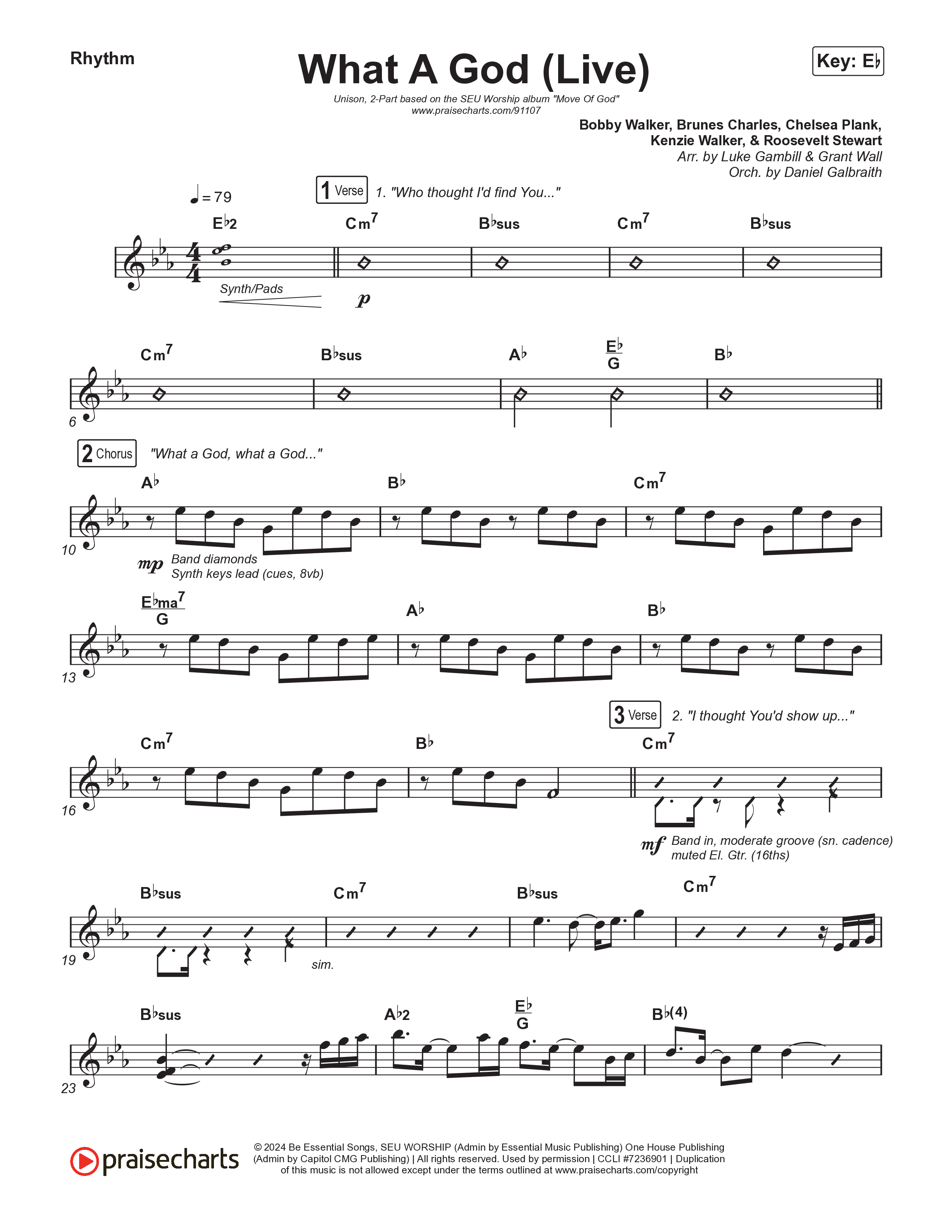 What A God (Unison/2-Part) Rhythm Chart (SEU Worship / One House / Chelsea Plank / Kenzie Walker / Roosevelt Stewart / Arr. Luke Gambill)