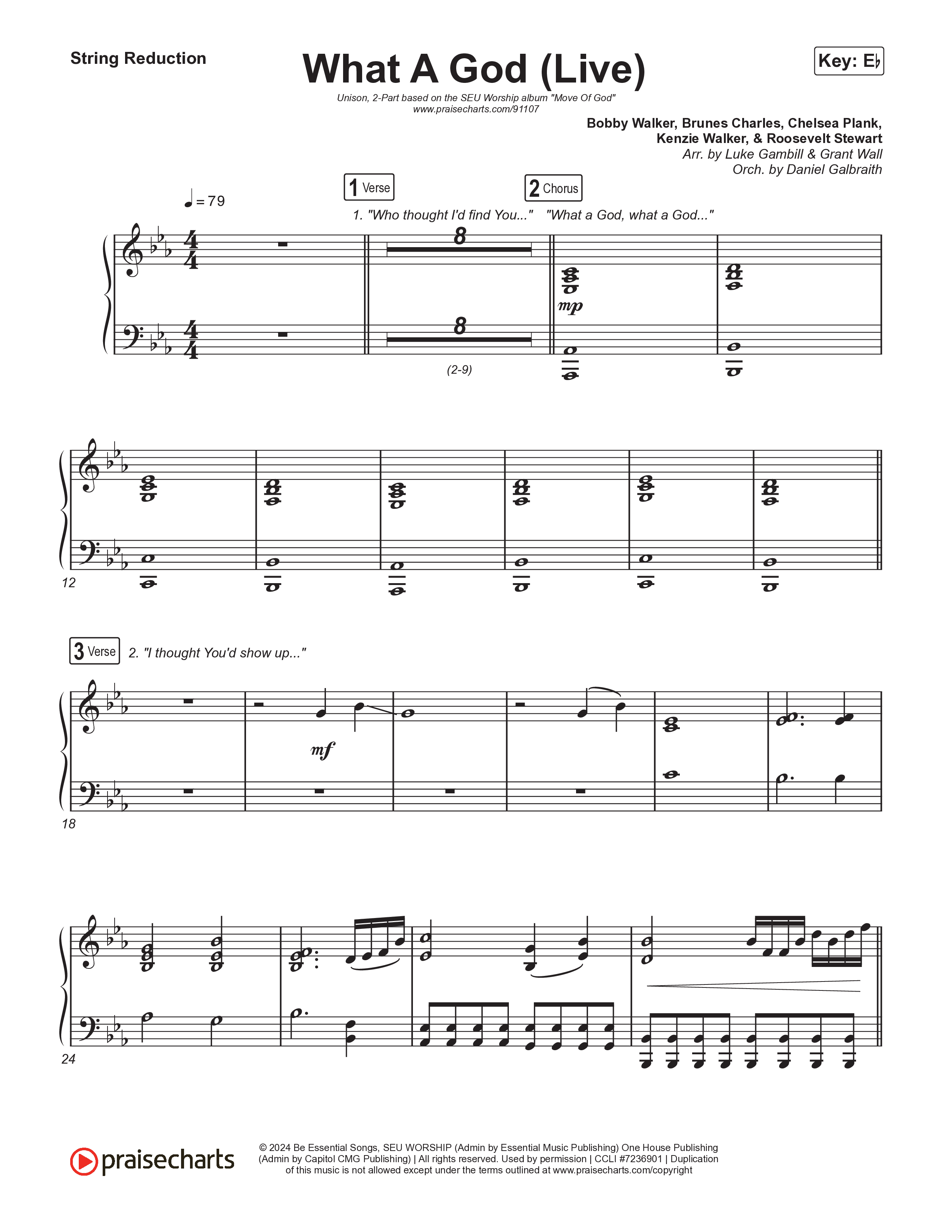What A God (Unison/2-Part) String Reduction (SEU Worship / One House / Chelsea Plank / Kenzie Walker / Roosevelt Stewart / Arr. Luke Gambill)