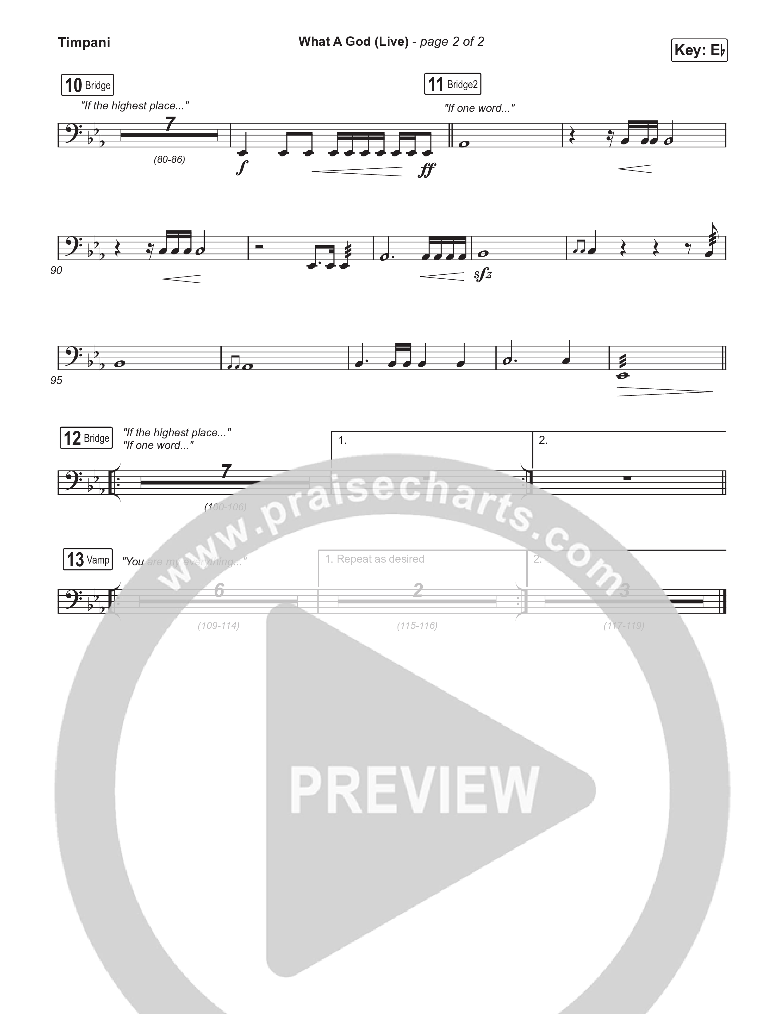 What A God (Unison/2-Part) Timpani (SEU Worship / One House / Chelsea Plank / Kenzie Walker / Roosevelt Stewart / Arr. Luke Gambill)
