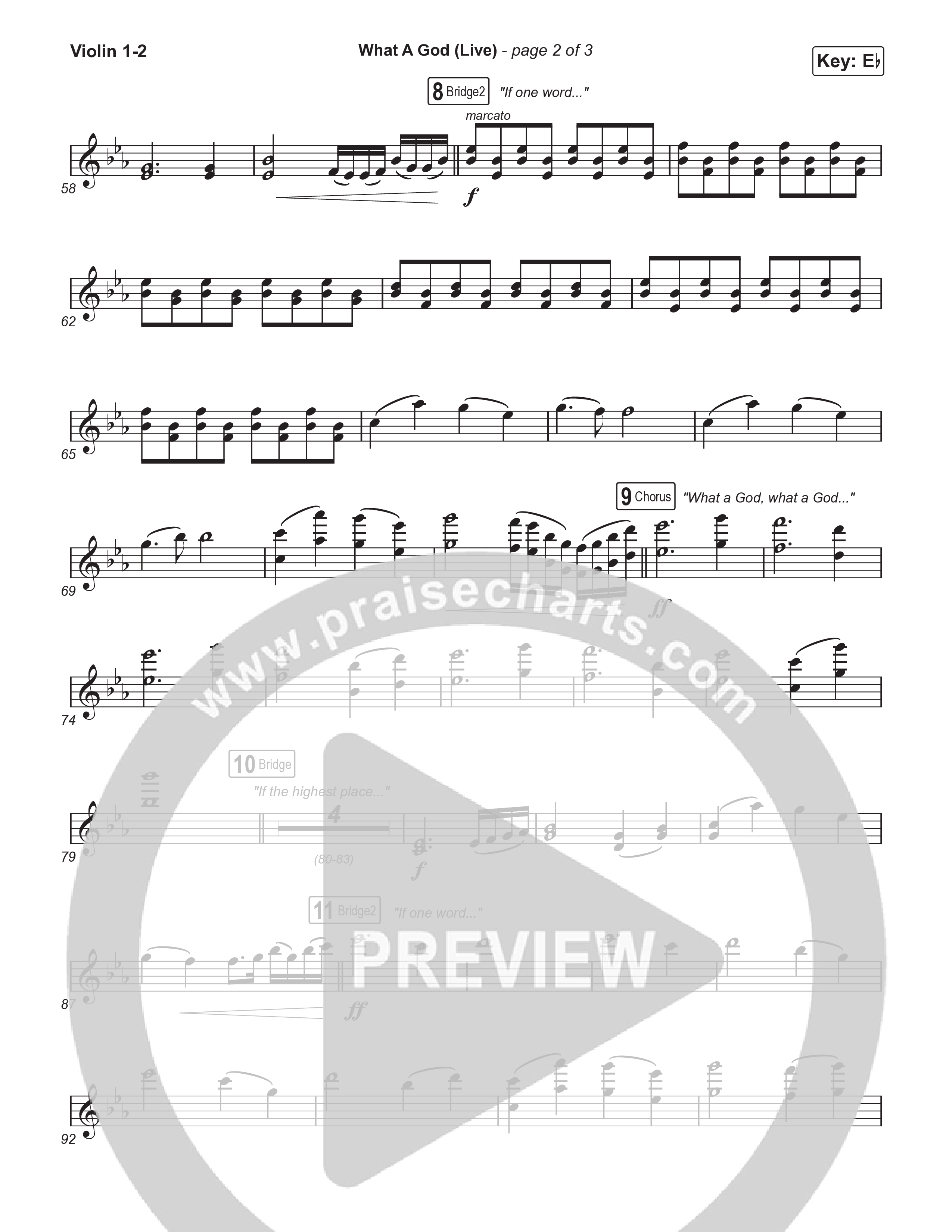 What A God (Unison/2-Part) Violin 1/2 (SEU Worship / One House / Chelsea Plank / Kenzie Walker / Roosevelt Stewart / Arr. Luke Gambill)