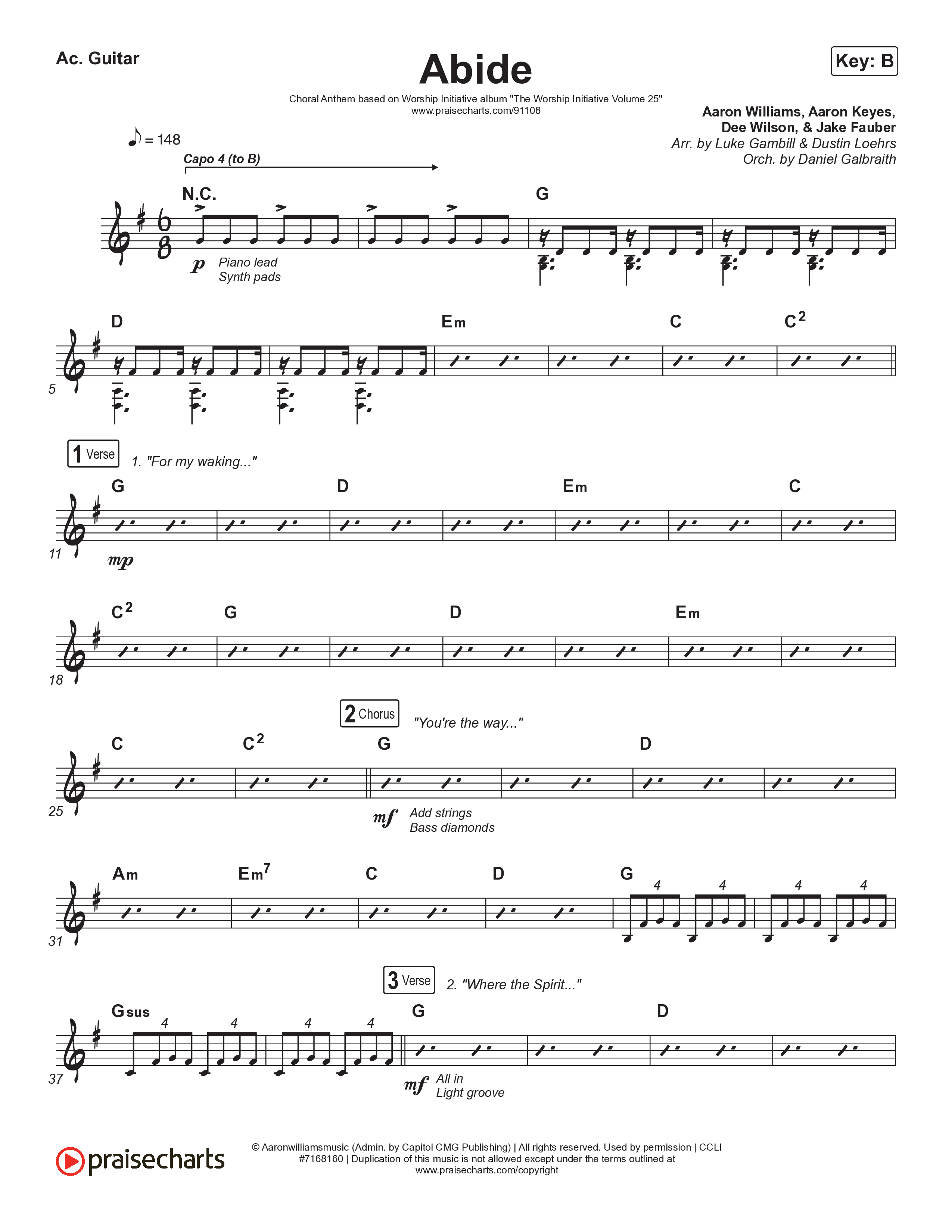 Abide (Choral Anthem SATB) Acoustic Guitar (The Worship Initiative / Shane & Shane / Arr. Luke Gambill)