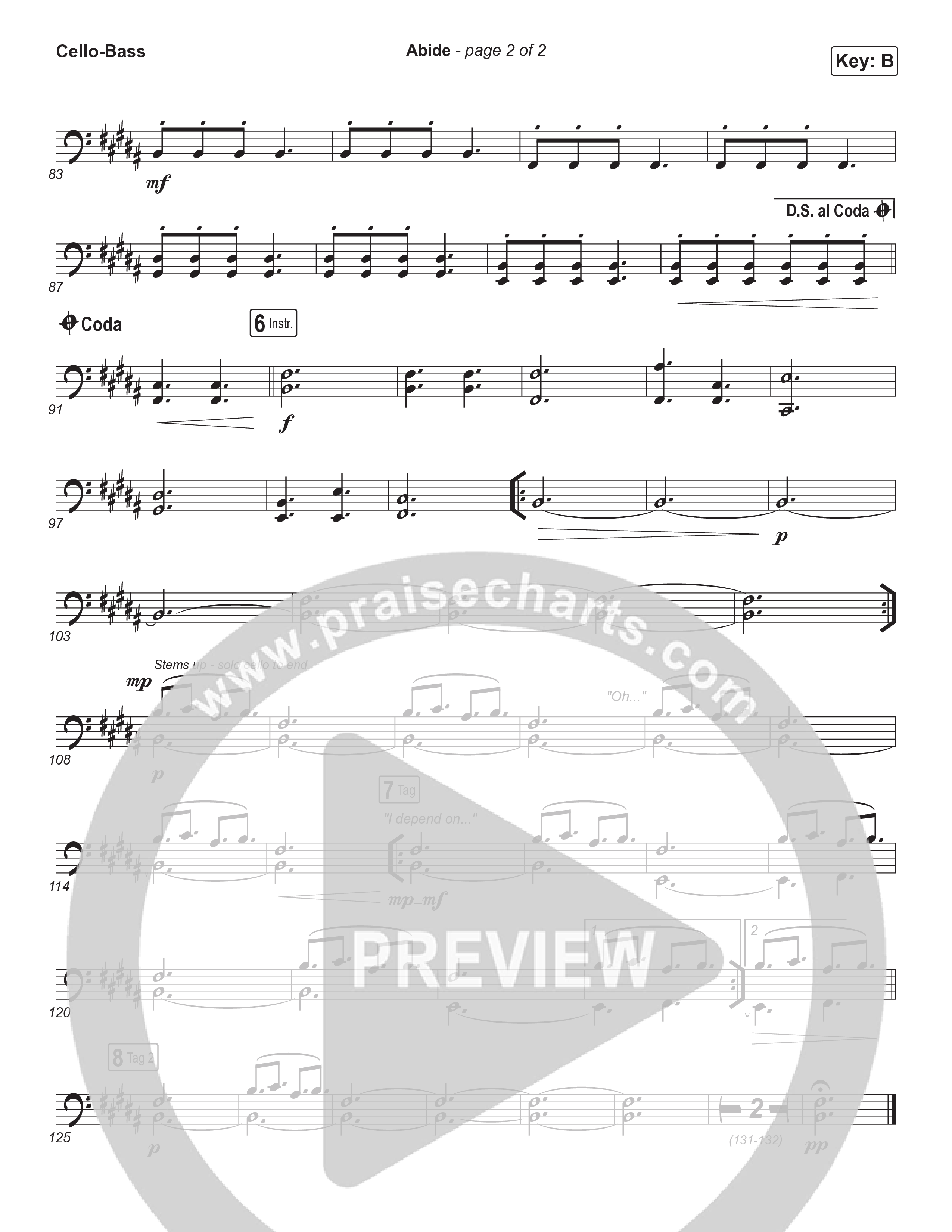 Abide (Choral Anthem SATB) Cello/Bass (The Worship Initiative / Shane & Shane / Arr. Luke Gambill)