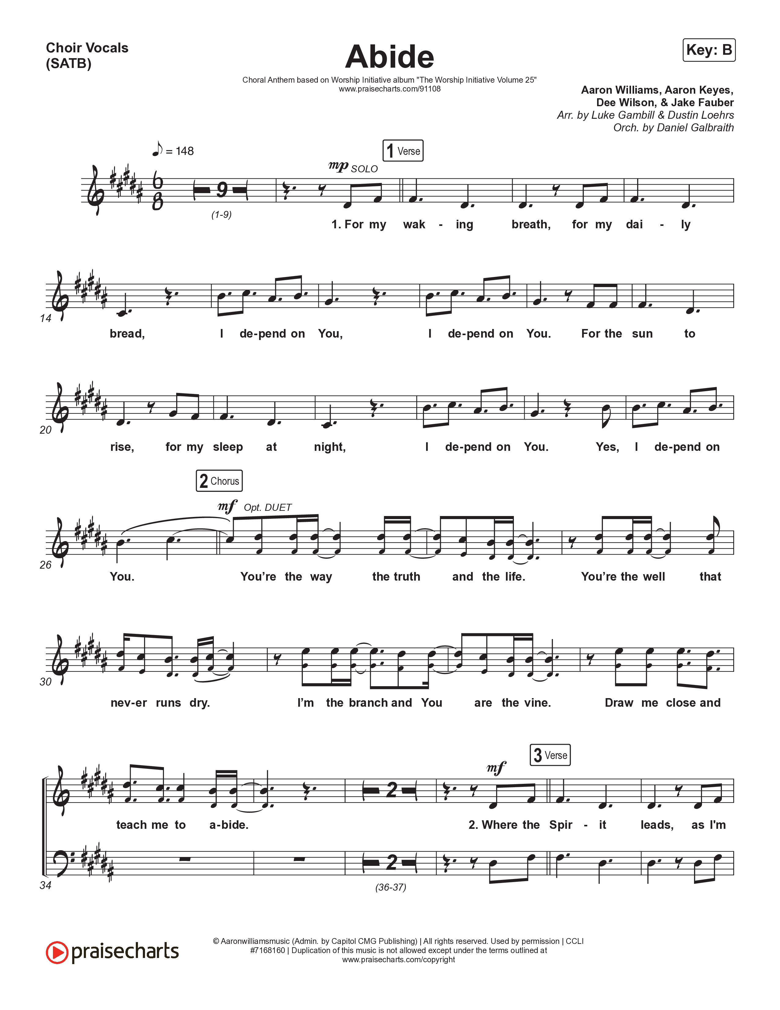 Abide (Choral Anthem SATB) Choir Sheet (SATB) (The Worship Initiative / Shane & Shane / Arr. Luke Gambill)