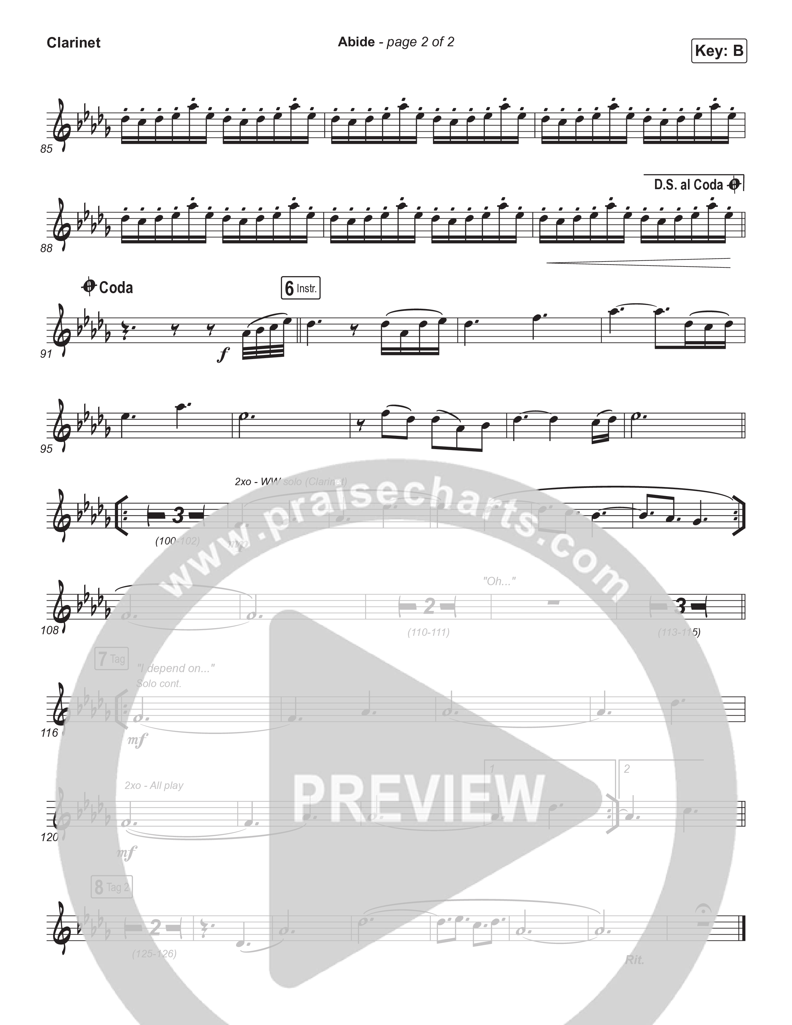 Abide (Choral Anthem SATB) Clarinet 1,2 (The Worship Initiative / Shane & Shane / Arr. Luke Gambill)