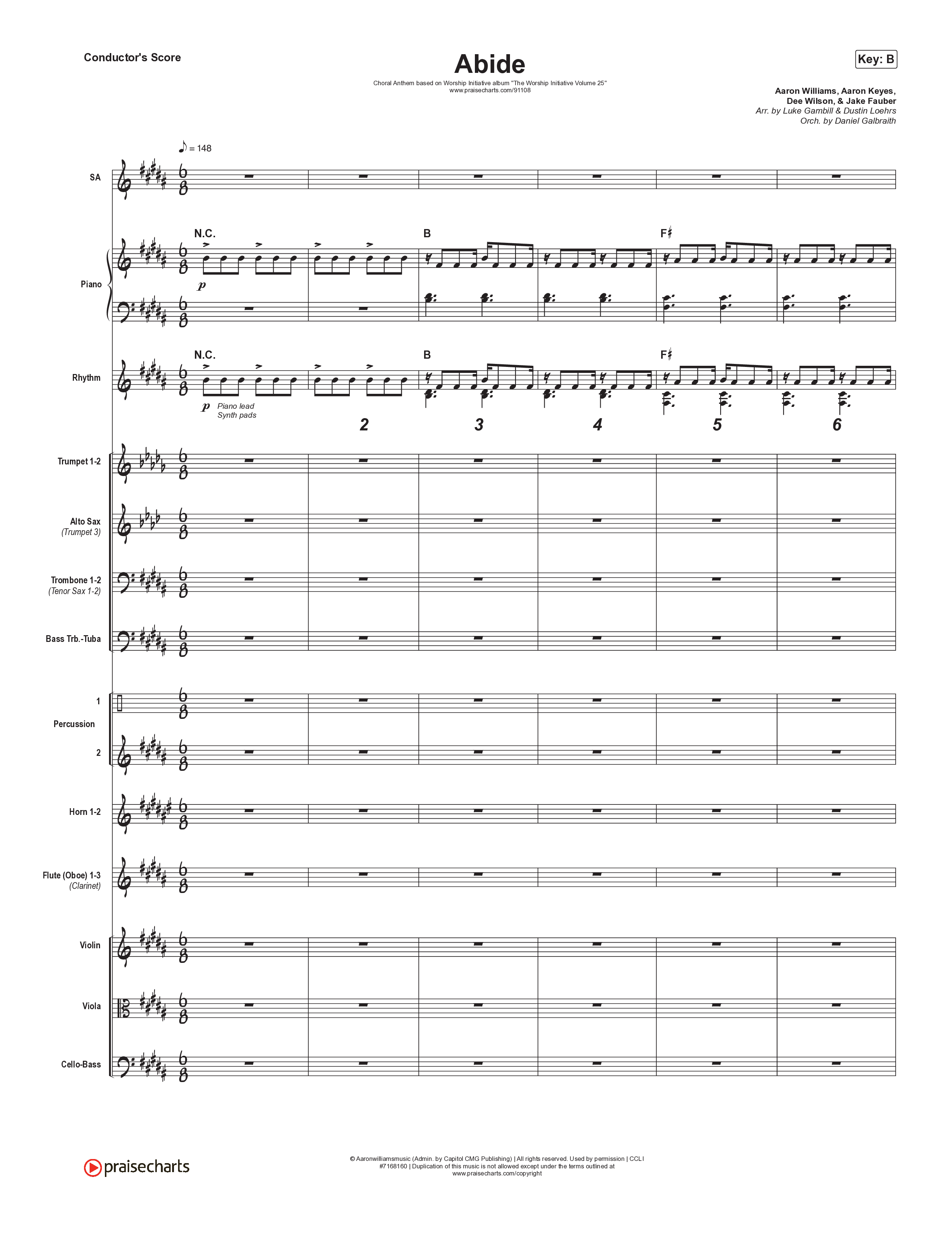 Abide (Choral Anthem SATB) Orchestration (The Worship Initiative / Shane & Shane / Arr. Luke Gambill)