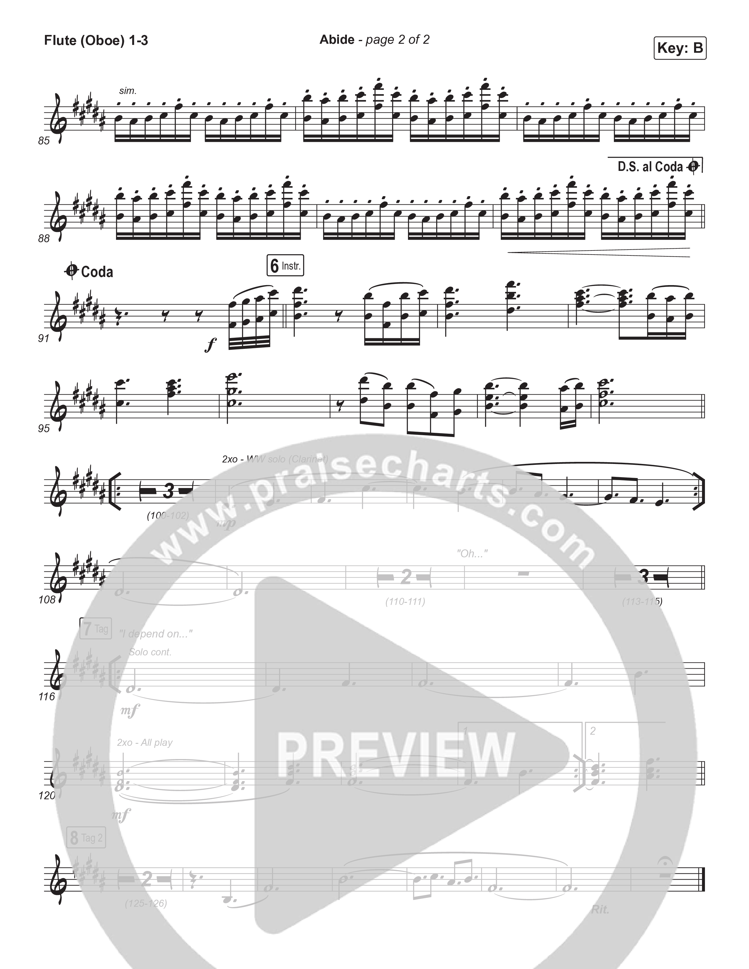 Abide (Choral Anthem SATB) Flute/Oboe 1/2/3 (The Worship Initiative / Shane & Shane / Arr. Luke Gambill)