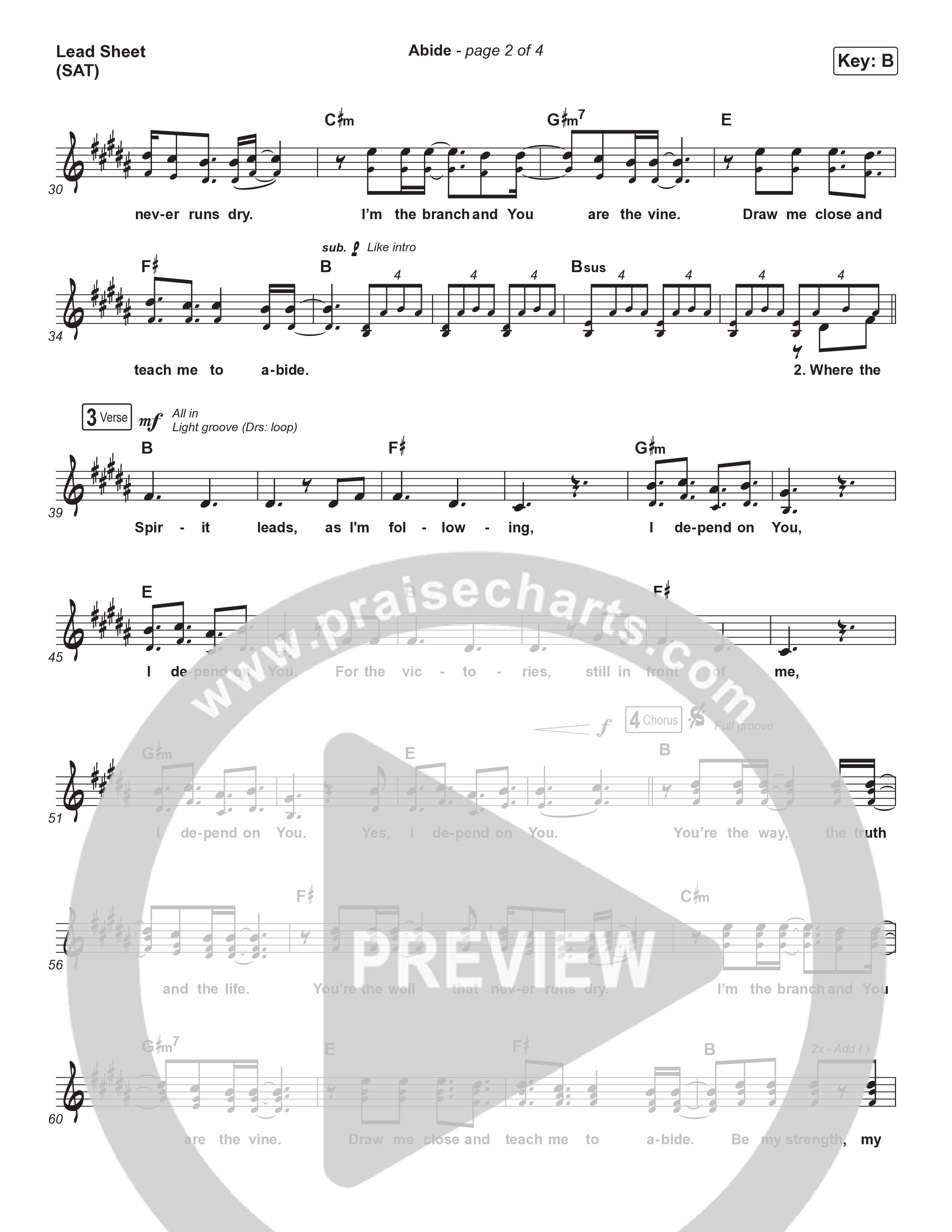 Abide (Choral Anthem SATB) Lead Sheet (SAT) (The Worship Initiative / Shane & Shane / Arr. Luke Gambill)