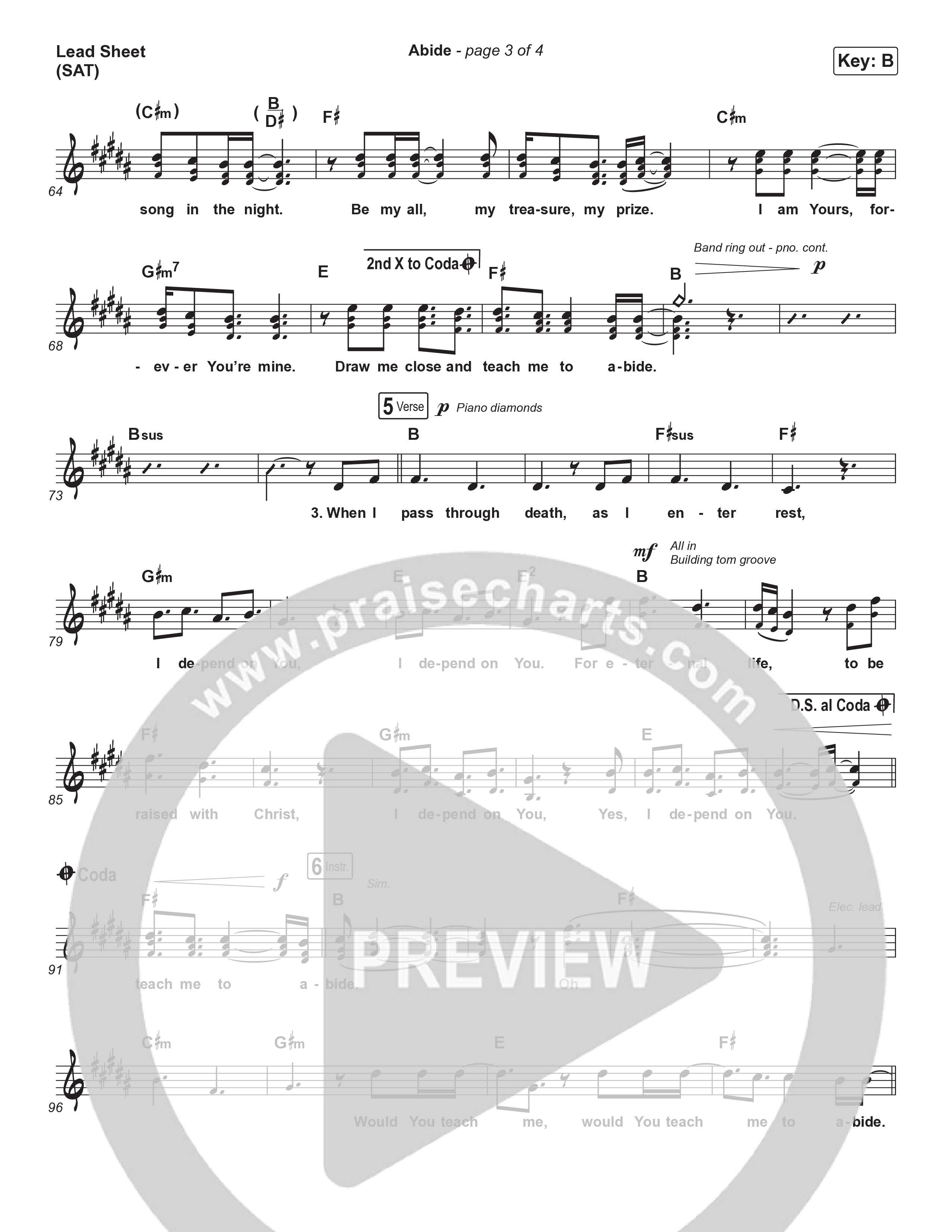 Abide (Choral Anthem SATB) Lead Sheet (SAT) (The Worship Initiative / Shane & Shane / Arr. Luke Gambill)