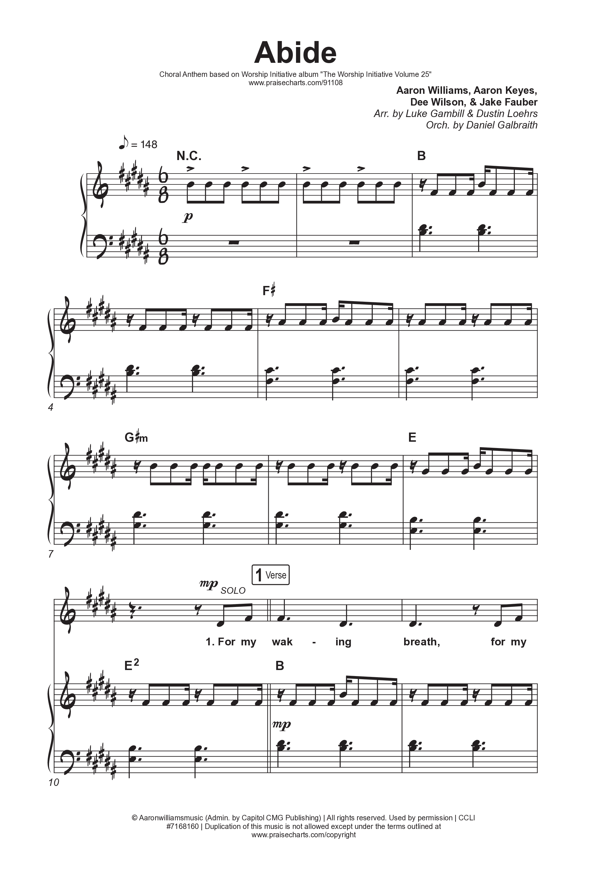 Abide (Choral Anthem SATB) Octavo (SATB & Pno) (The Worship Initiative / Shane & Shane / Arr. Luke Gambill)