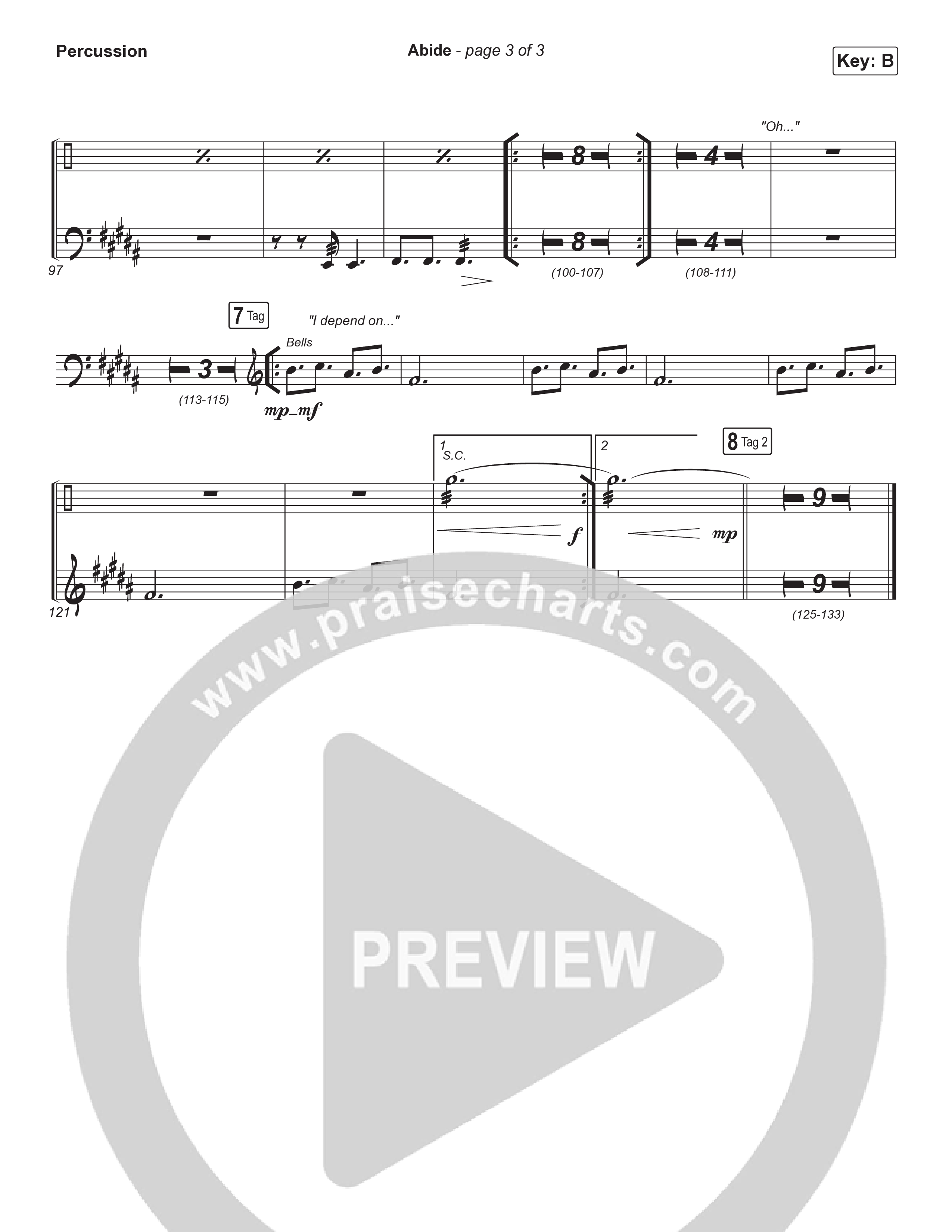 Abide (Choral Anthem SATB) Percussion (The Worship Initiative / Shane & Shane / Arr. Luke Gambill)
