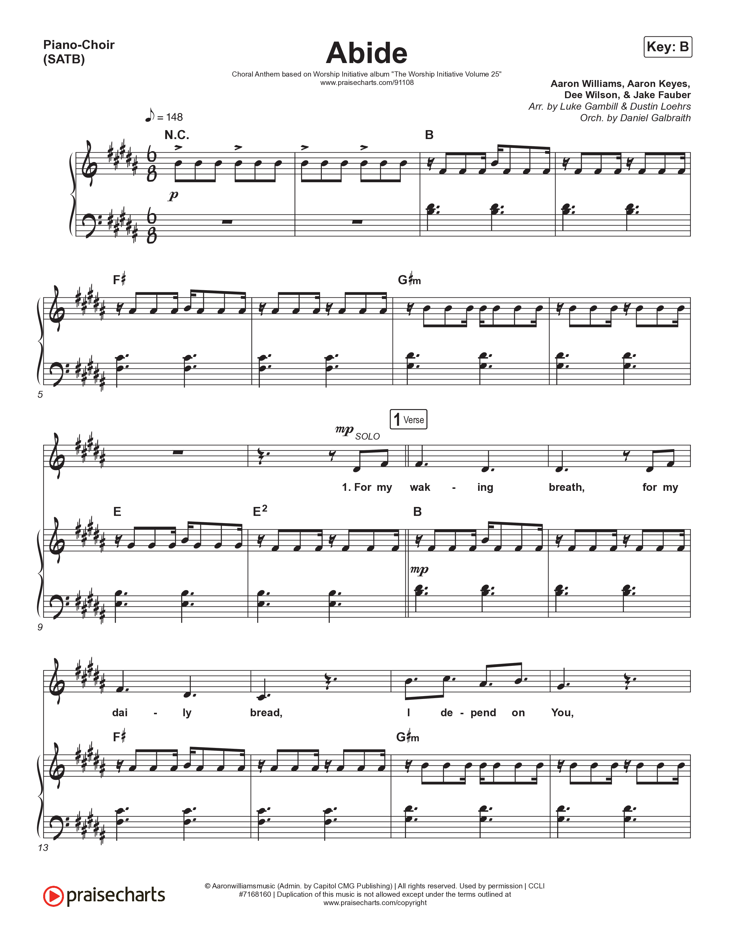 Abide (Choral Anthem SATB) Piano/Vocal (SATB) (The Worship Initiative / Shane & Shane / Arr. Luke Gambill)