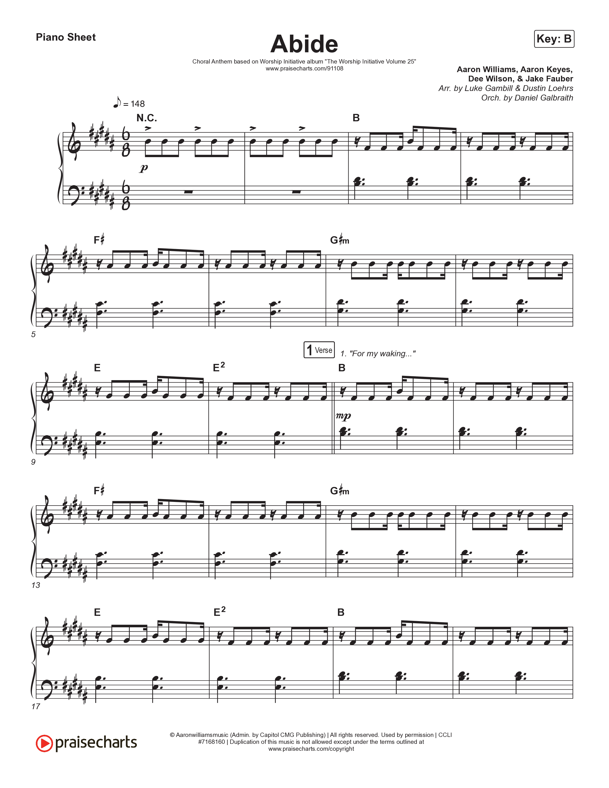 Abide (Choral Anthem SATB) Piano Sheet (The Worship Initiative / Shane & Shane / Arr. Luke Gambill)