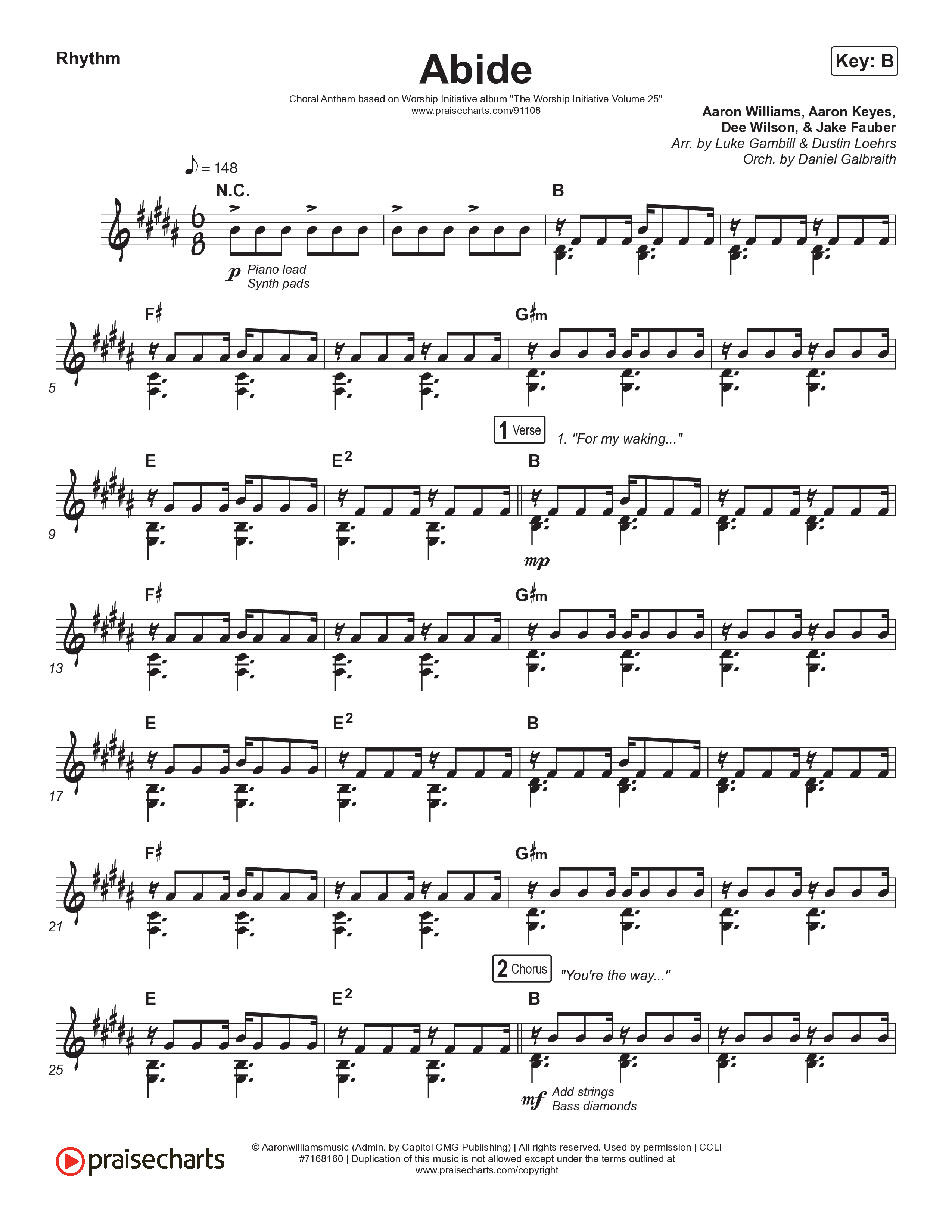 Abide (Choral Anthem SATB) Rhythm Chart (The Worship Initiative / Shane & Shane / Arr. Luke Gambill)