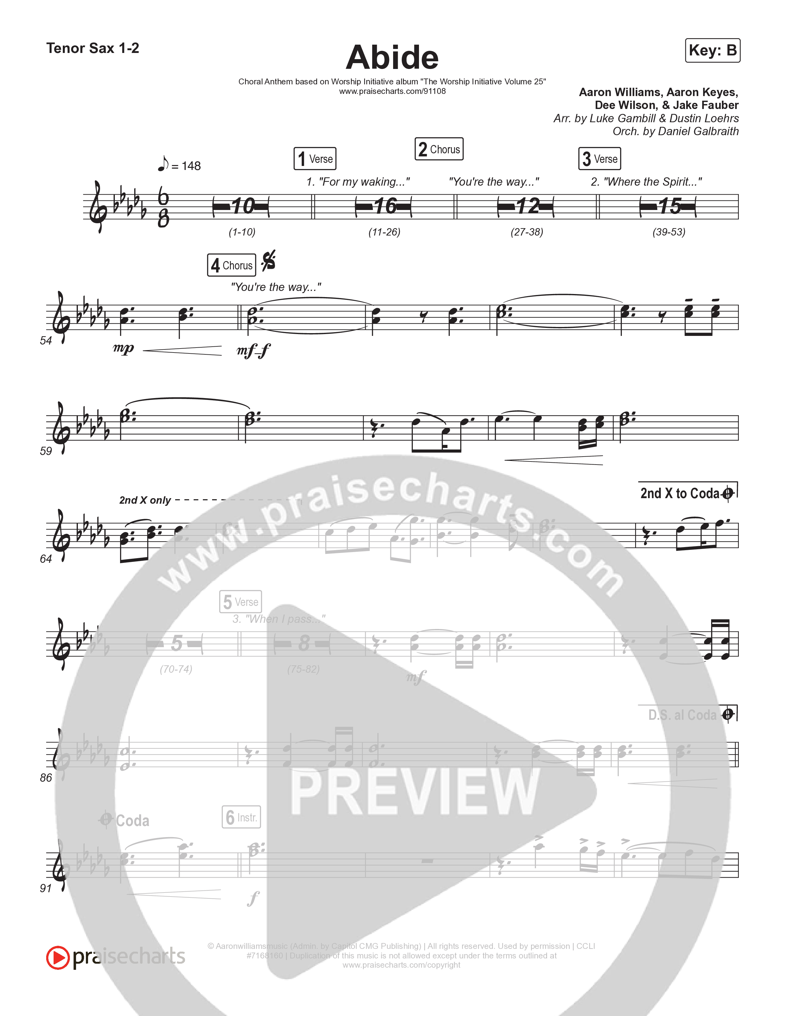 Abide (Choral Anthem SATB) Sax Pack (The Worship Initiative / Shane & Shane / Arr. Luke Gambill)