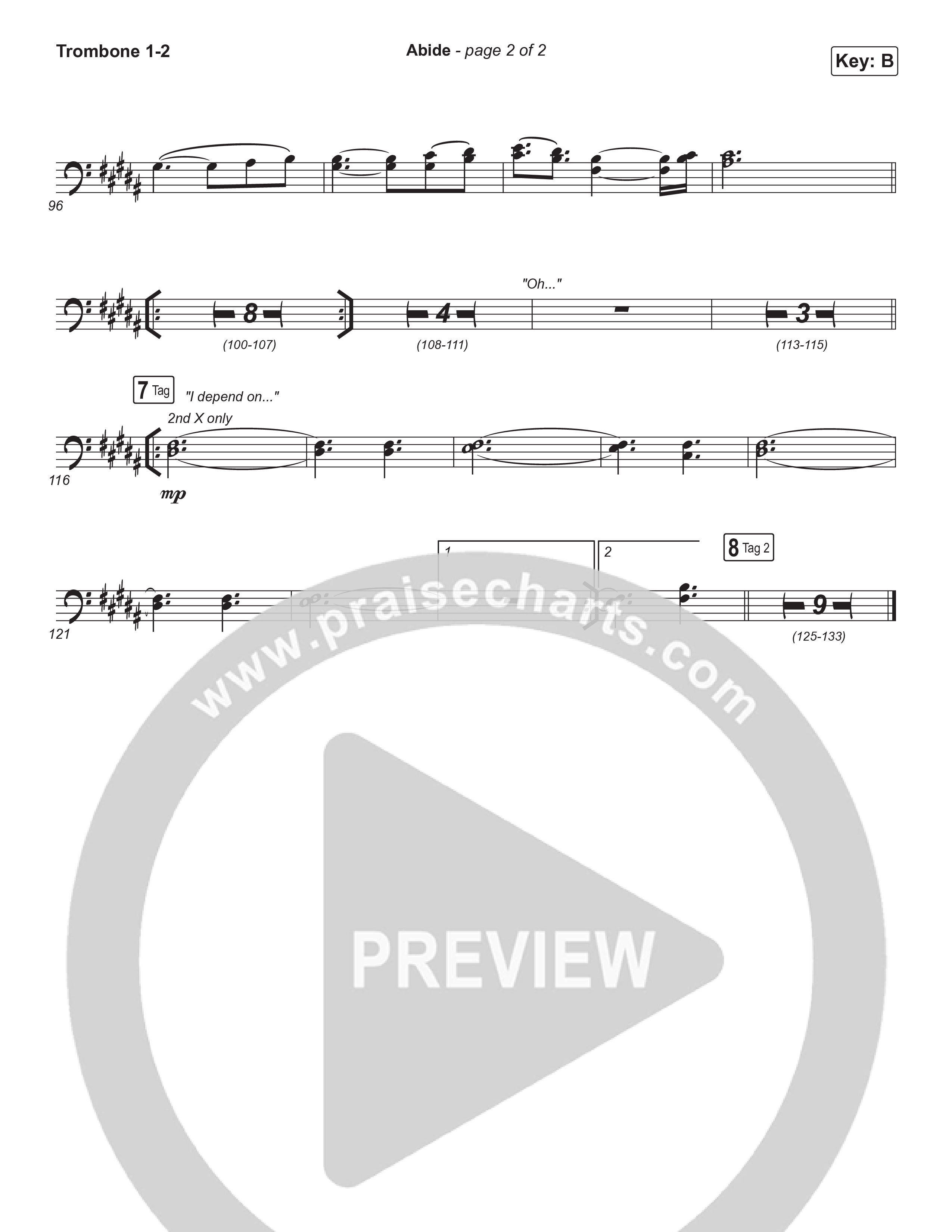 Abide (Choral Anthem SATB) Trombone 1,2 (The Worship Initiative / Shane & Shane / Arr. Luke Gambill)