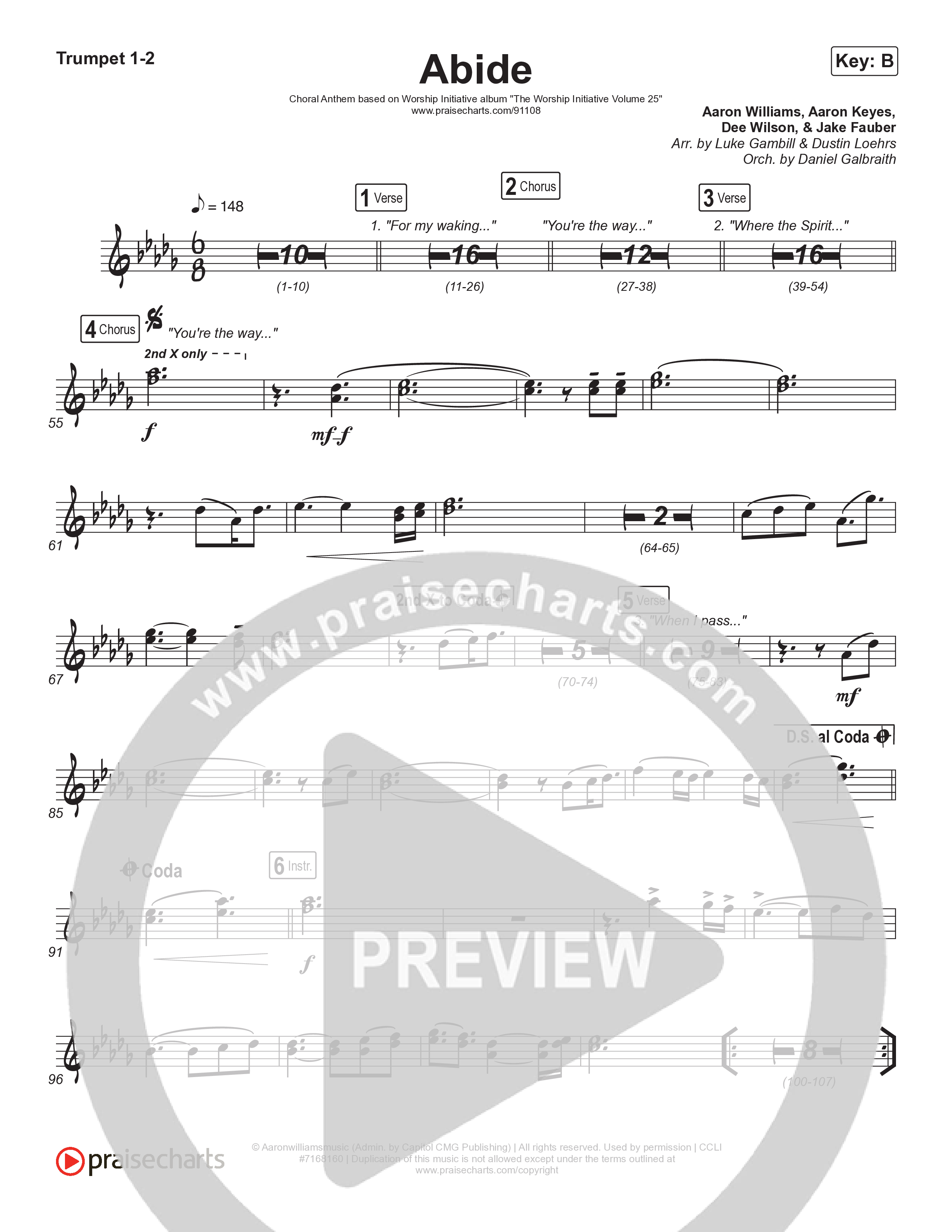 Abide (Choral Anthem SATB) Brass Pack (The Worship Initiative / Shane & Shane / Arr. Luke Gambill)