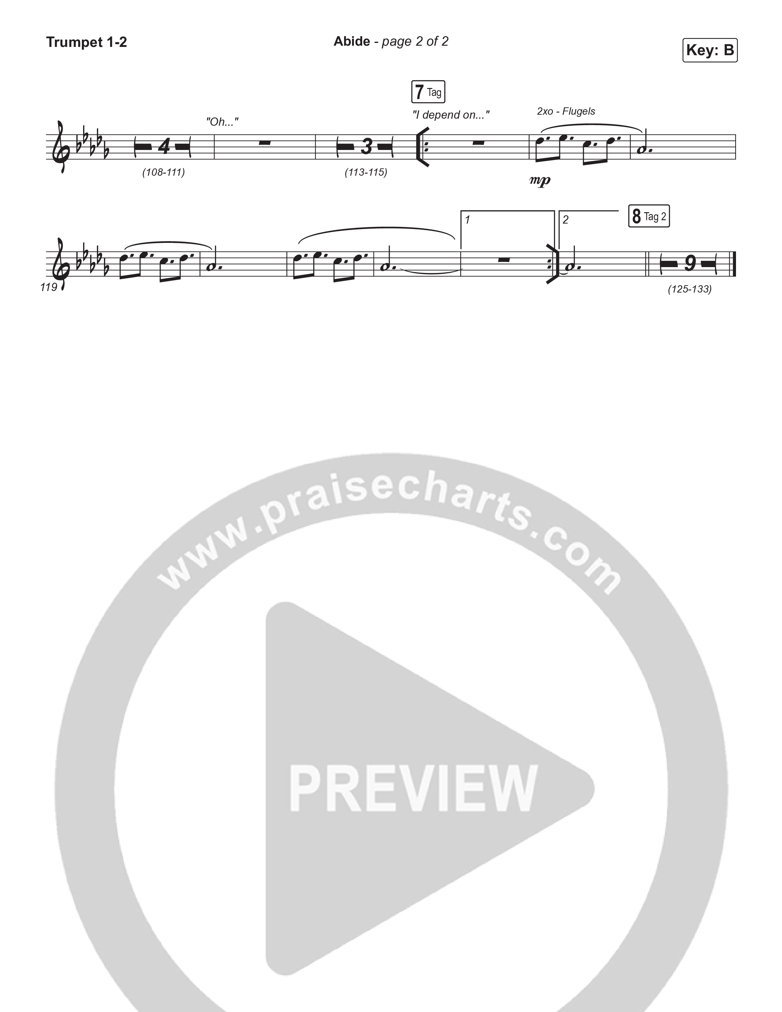 Abide (Choral Anthem SATB) Trumpet 1,2 (The Worship Initiative / Shane & Shane / Arr. Luke Gambill)