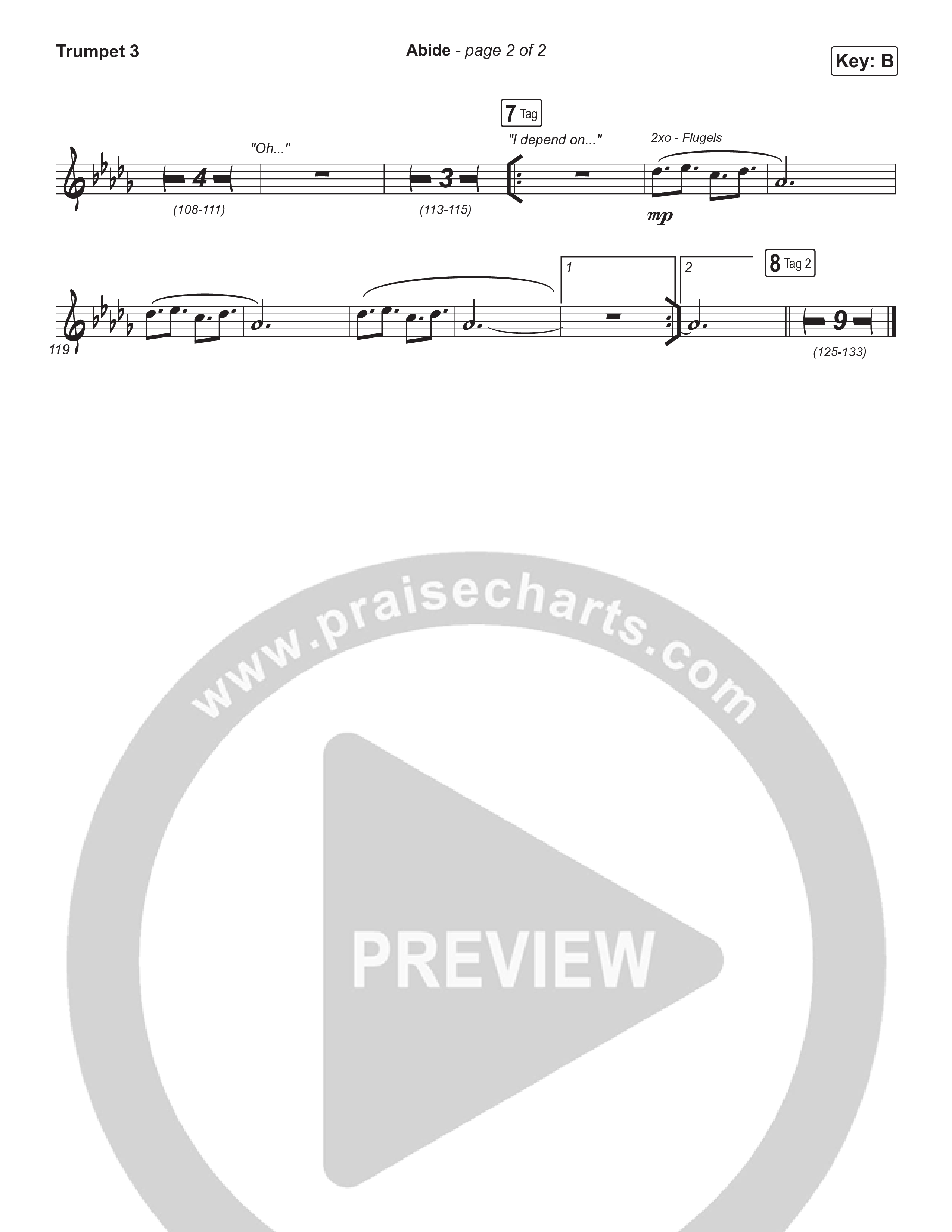 Abide (Choral Anthem SATB) Trumpet 3 (The Worship Initiative / Shane & Shane / Arr. Luke Gambill)