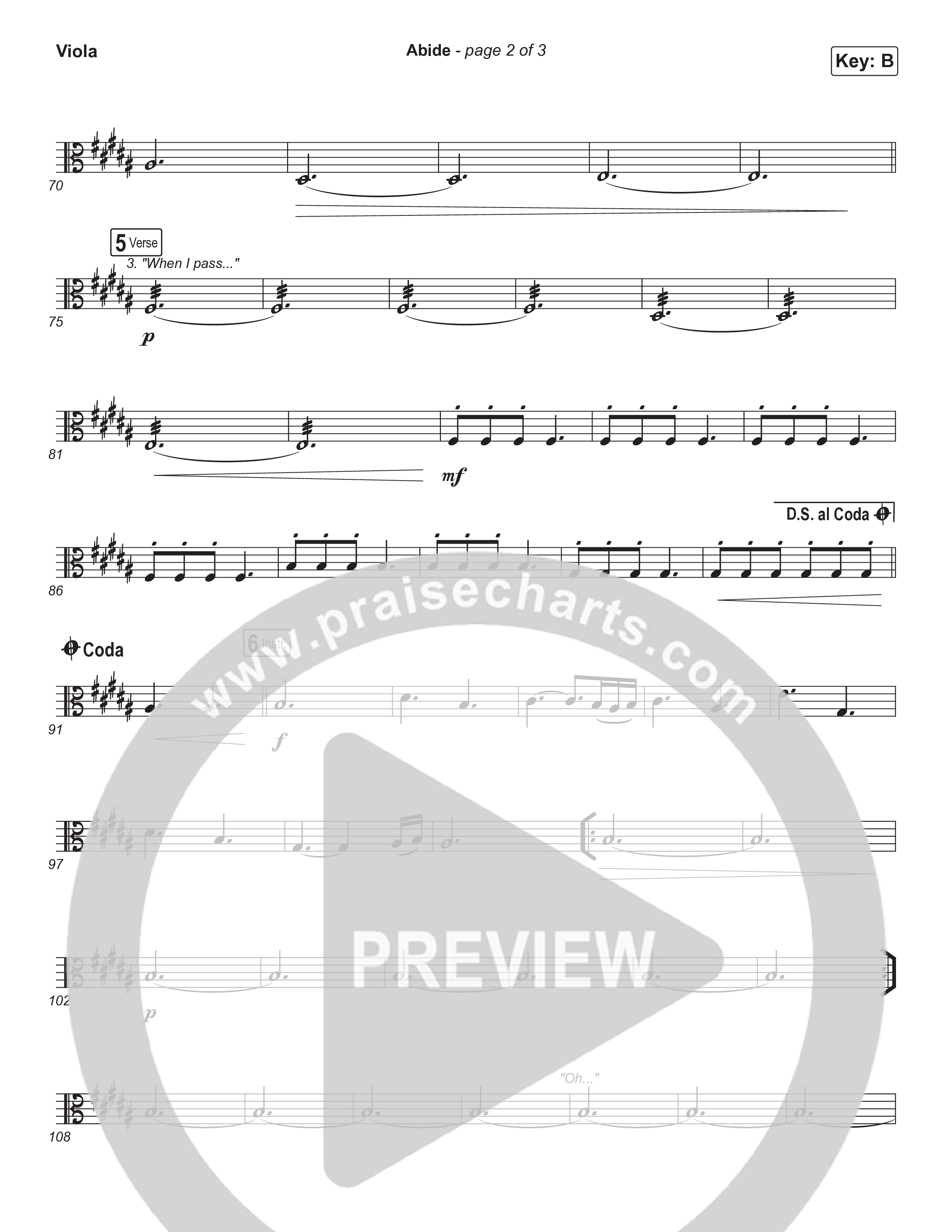Abide (Choral Anthem SATB) Viola (The Worship Initiative / Shane & Shane / Arr. Luke Gambill)