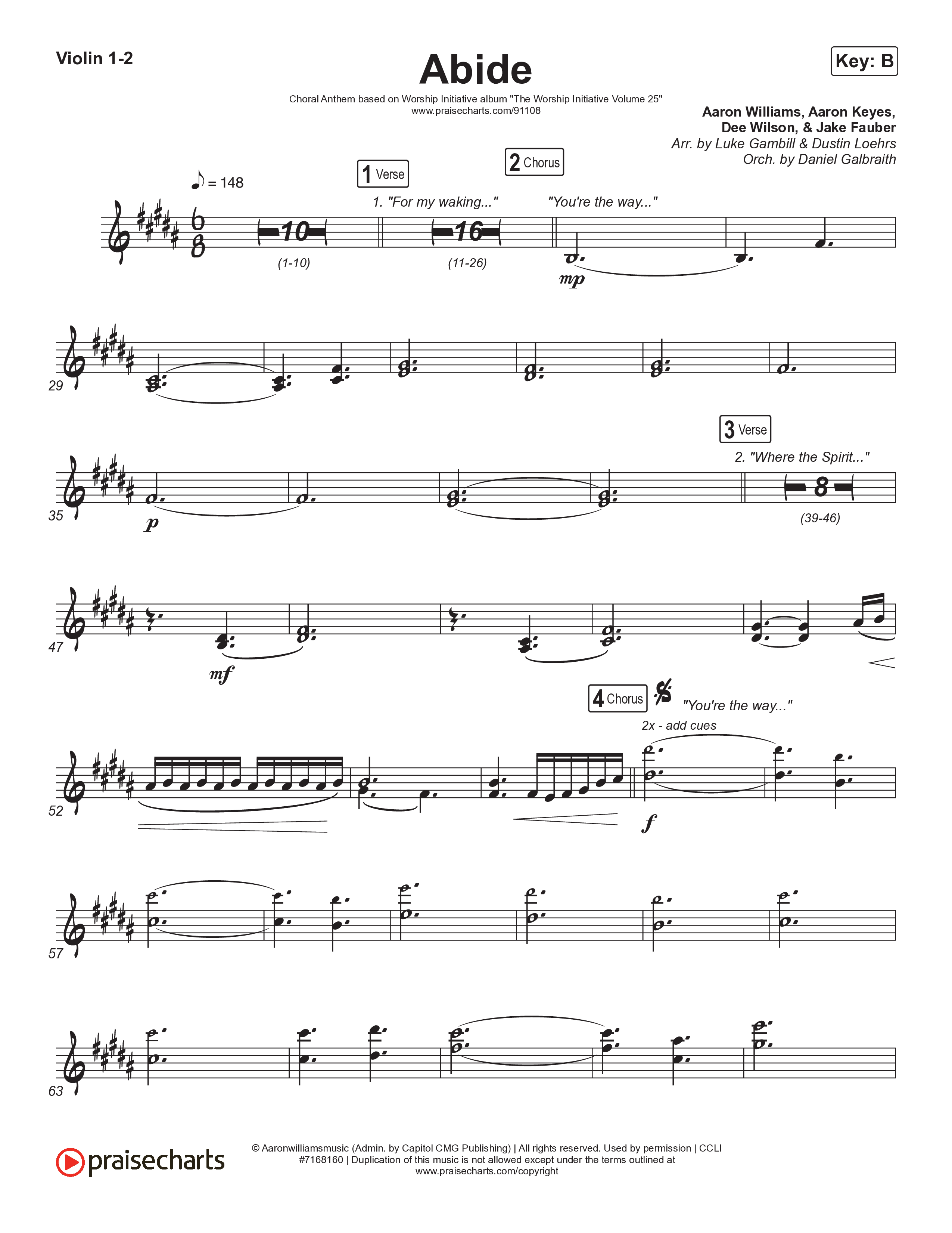 Abide (Choral Anthem SATB) String Pack (The Worship Initiative / Shane & Shane / Arr. Luke Gambill)