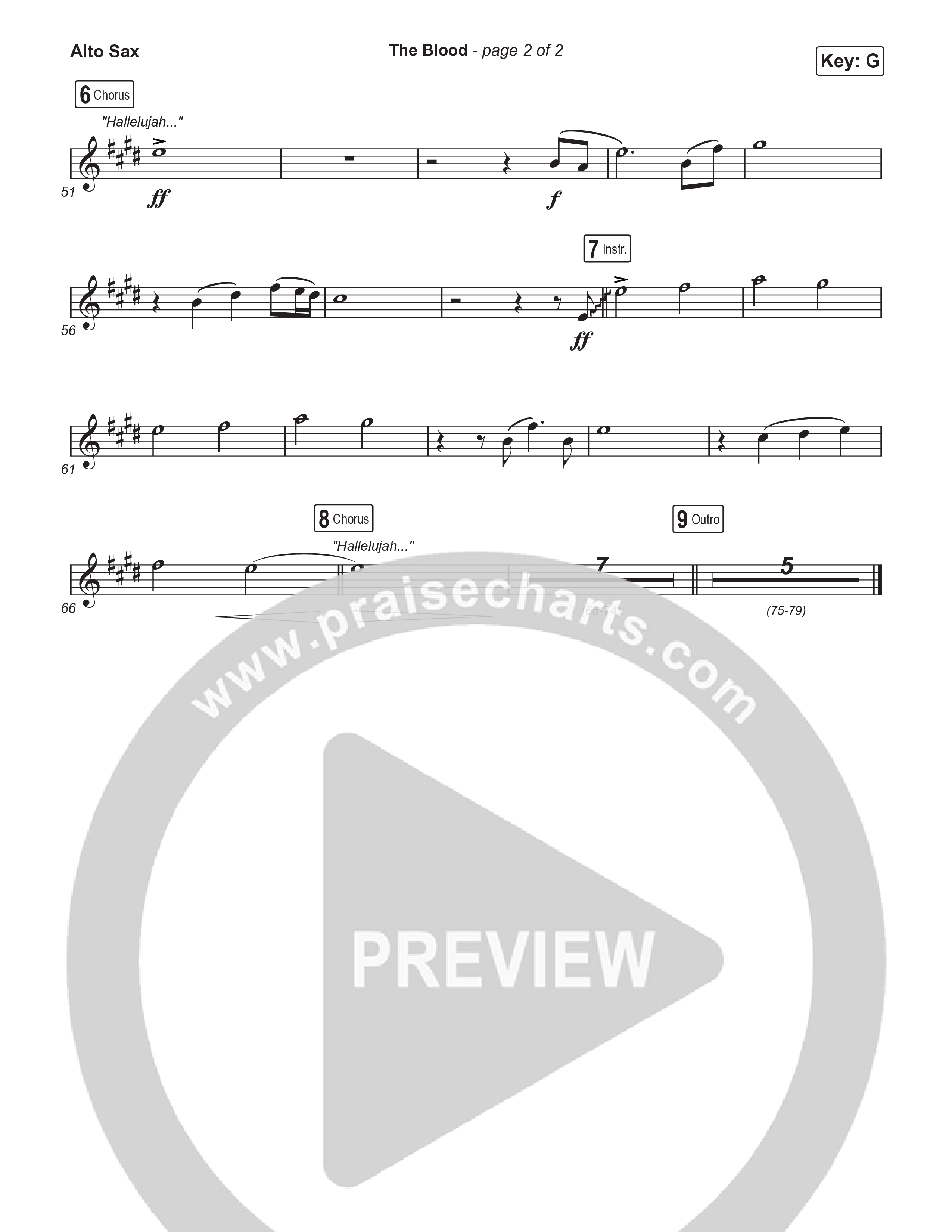 The Blood (Choral Anthem SATB) Alto Sax (Bethel Music / David Funk / Arr. Luke Gambill)