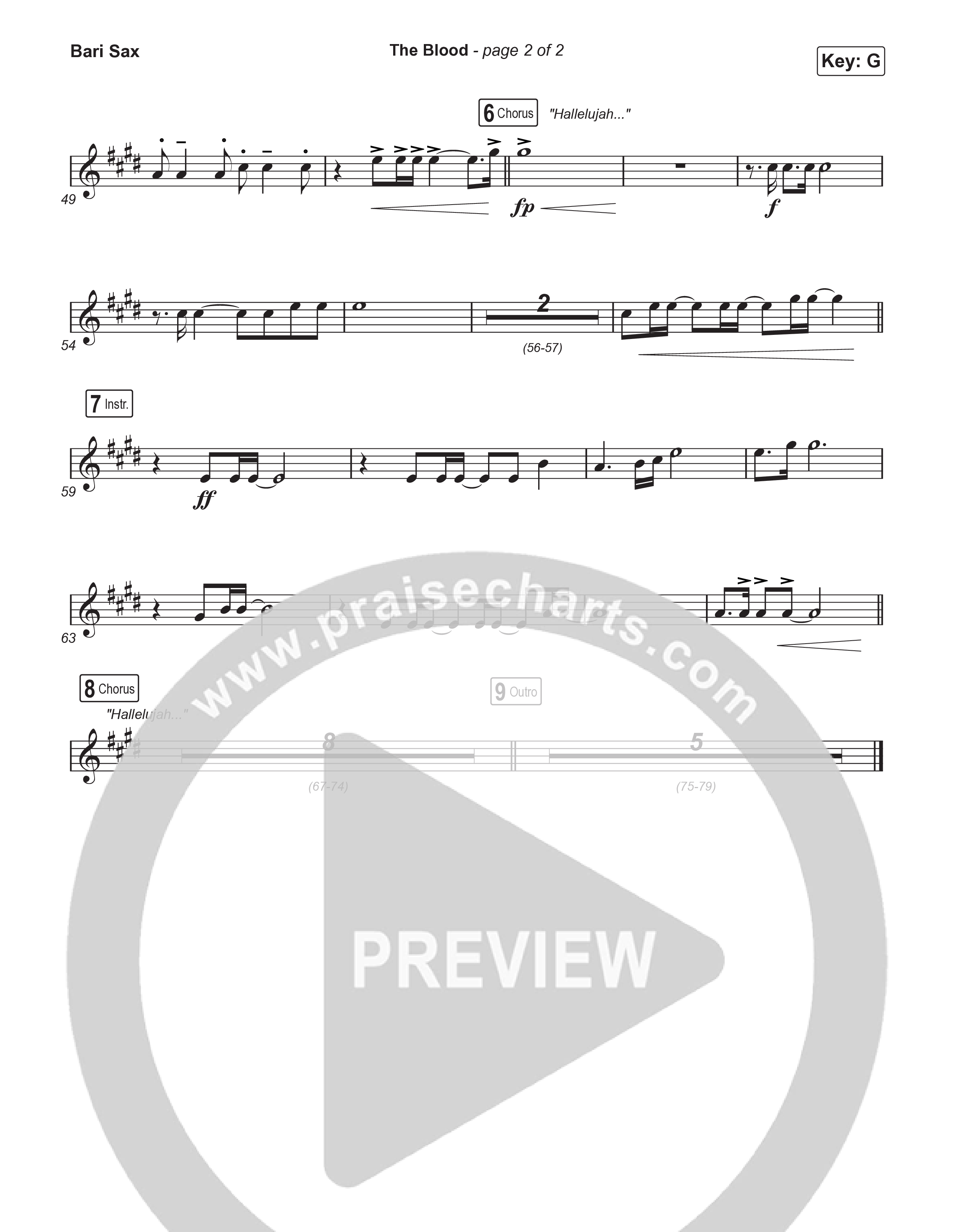The Blood (Choral Anthem SATB) Bari Sax (Bethel Music / David Funk / Arr. Luke Gambill)